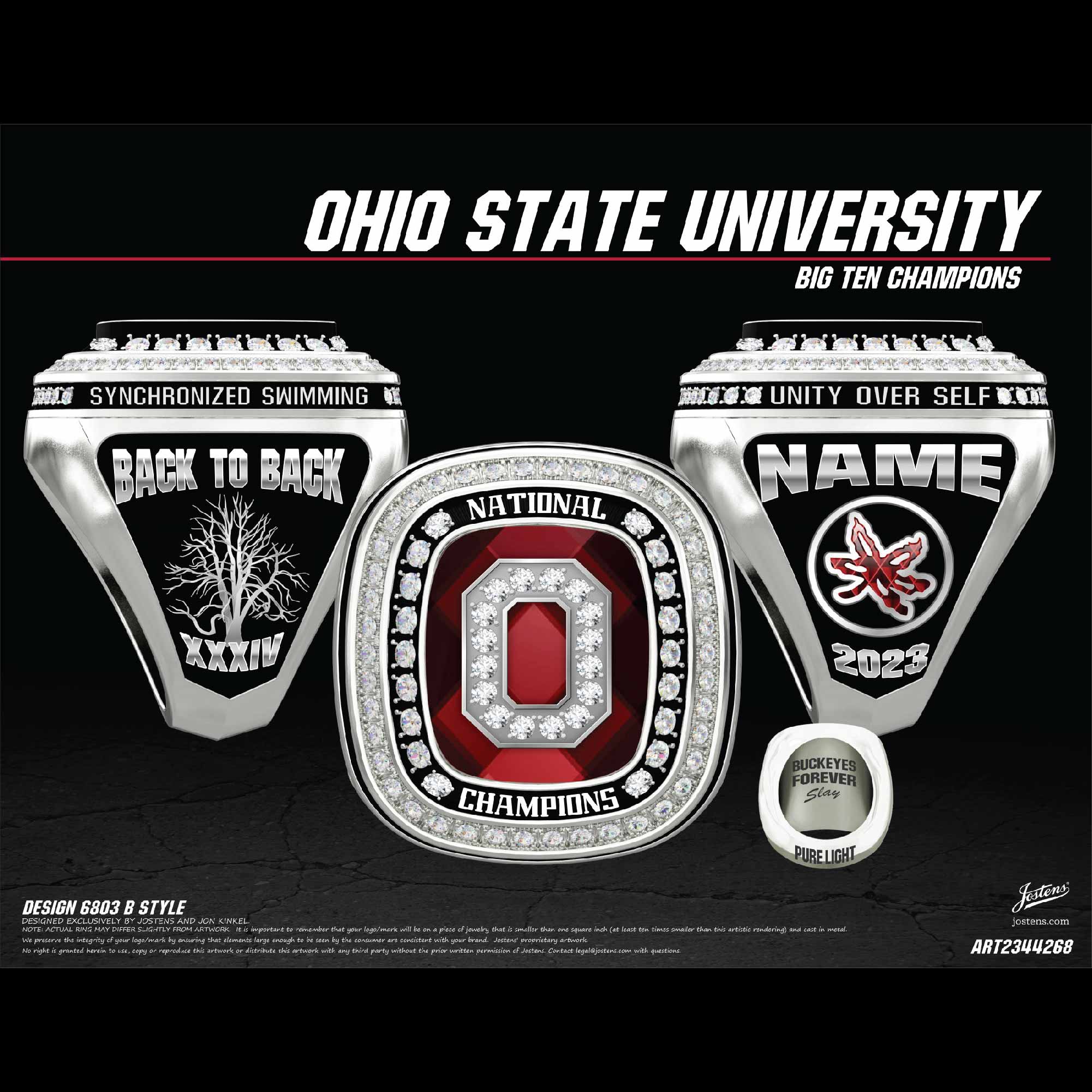 Ohio State University Women's Synchronized Swimming 2023 National Championship Ring