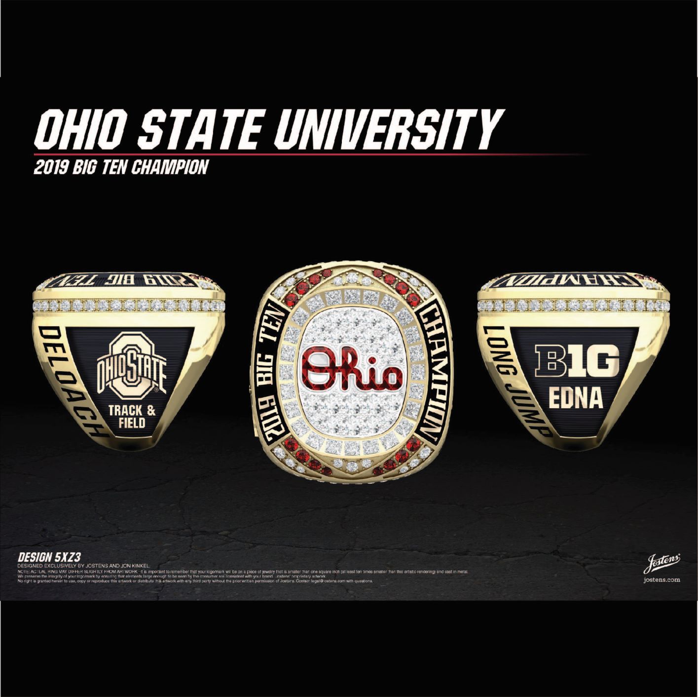 Ohio State University Women's Track & Field 2019 Big Ten Championship Ring