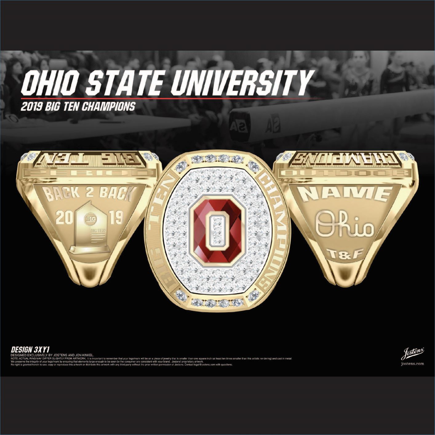 Ohio State University Women's Track & Field 2019 Big Ten Championship Ring