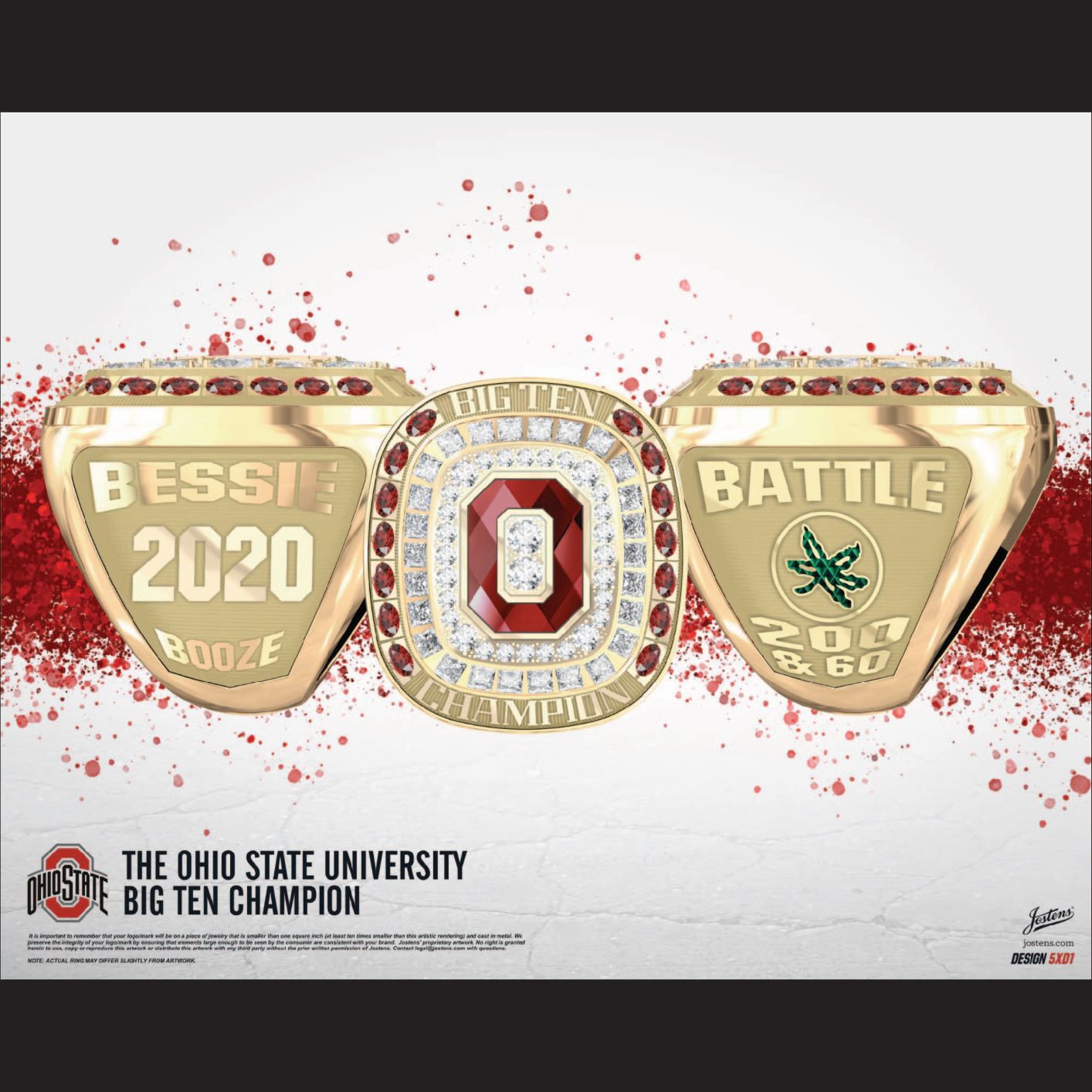 Ohio State University Women's Track & Field 2020 Big Ten Championship Ring