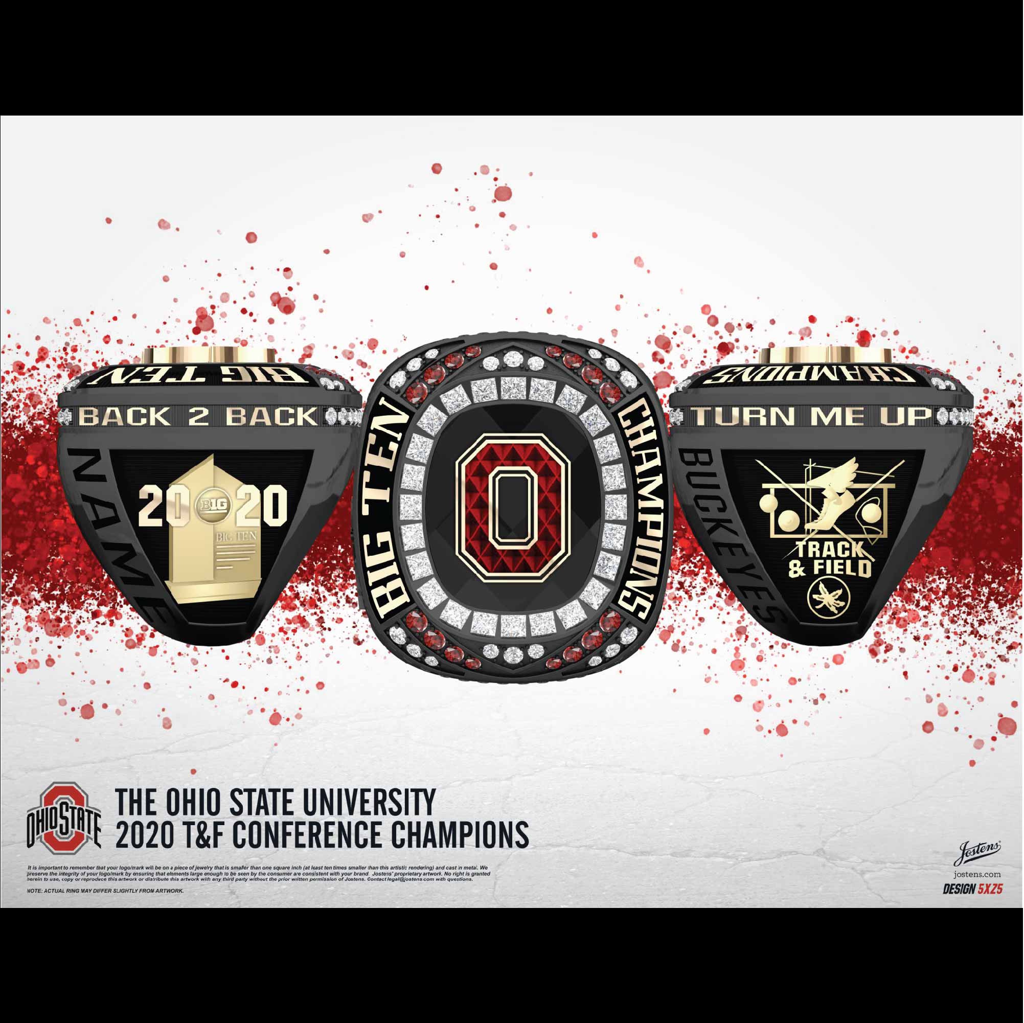 Ohio State University Women's Track & Field 2020 Big Ten Championship Ring