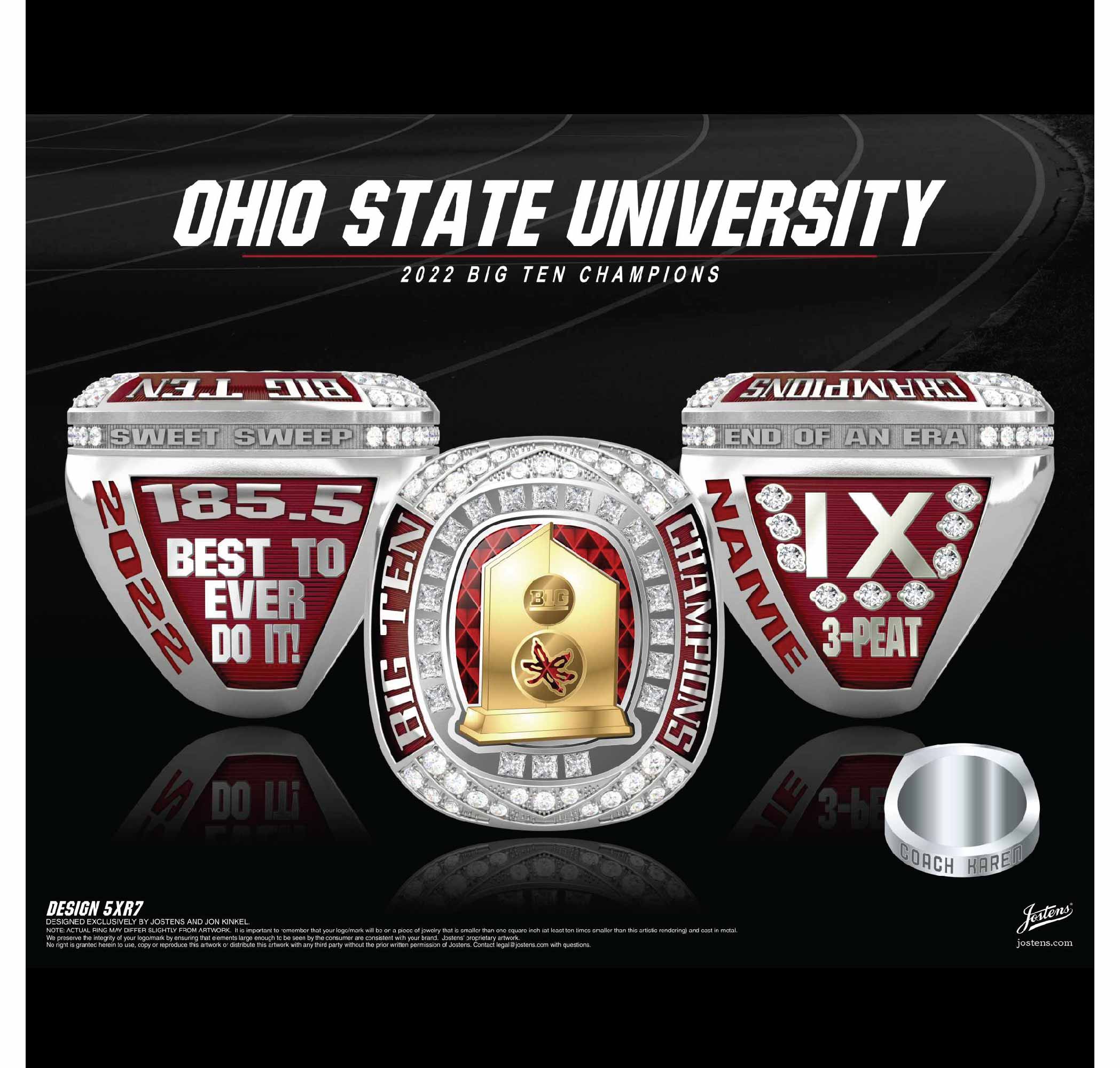 Ohio State University Women's Track & Field 2022 Big Ten Championship Ring