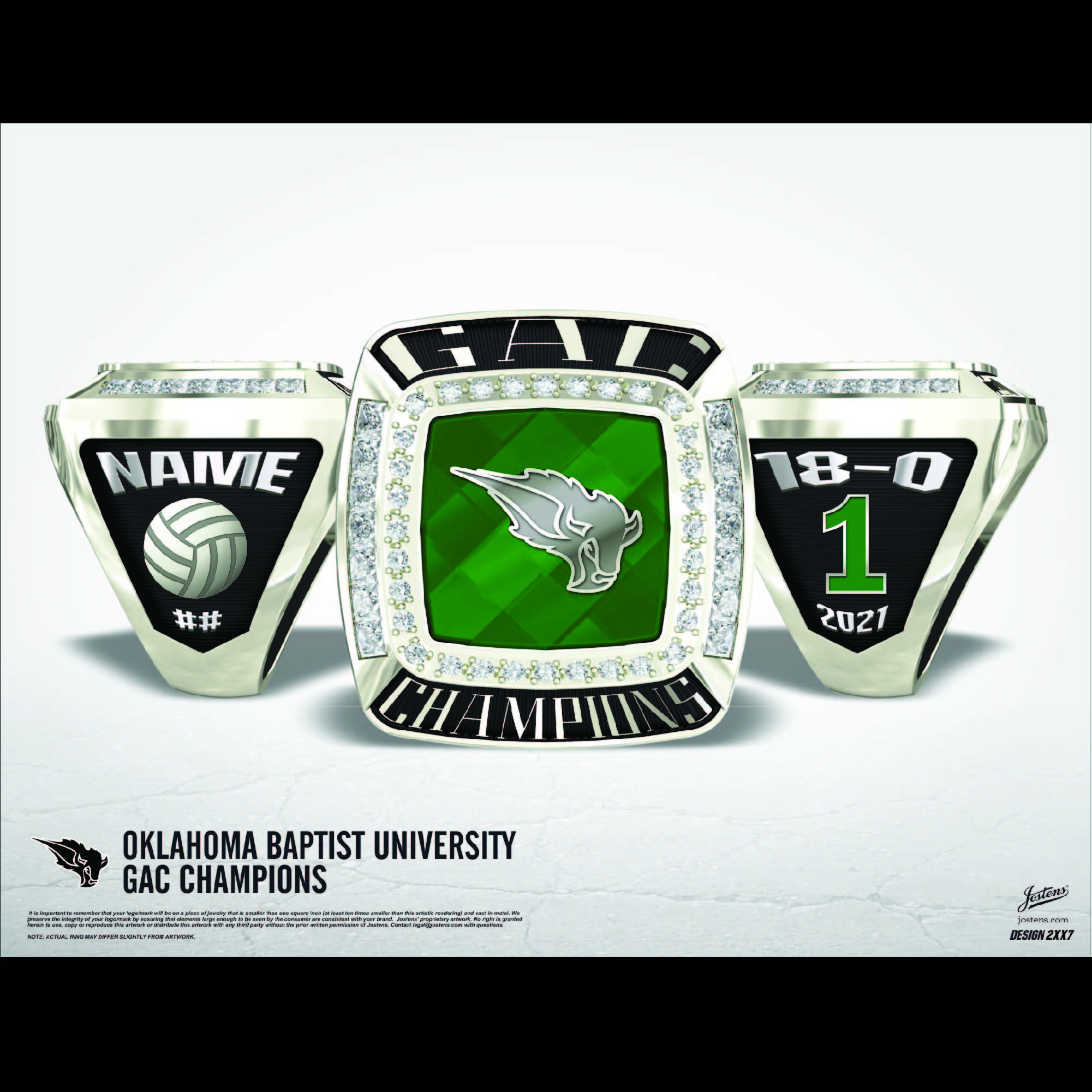 Oklahoma Baptist University Women's Volleyball 2021 GAC Championship Ring