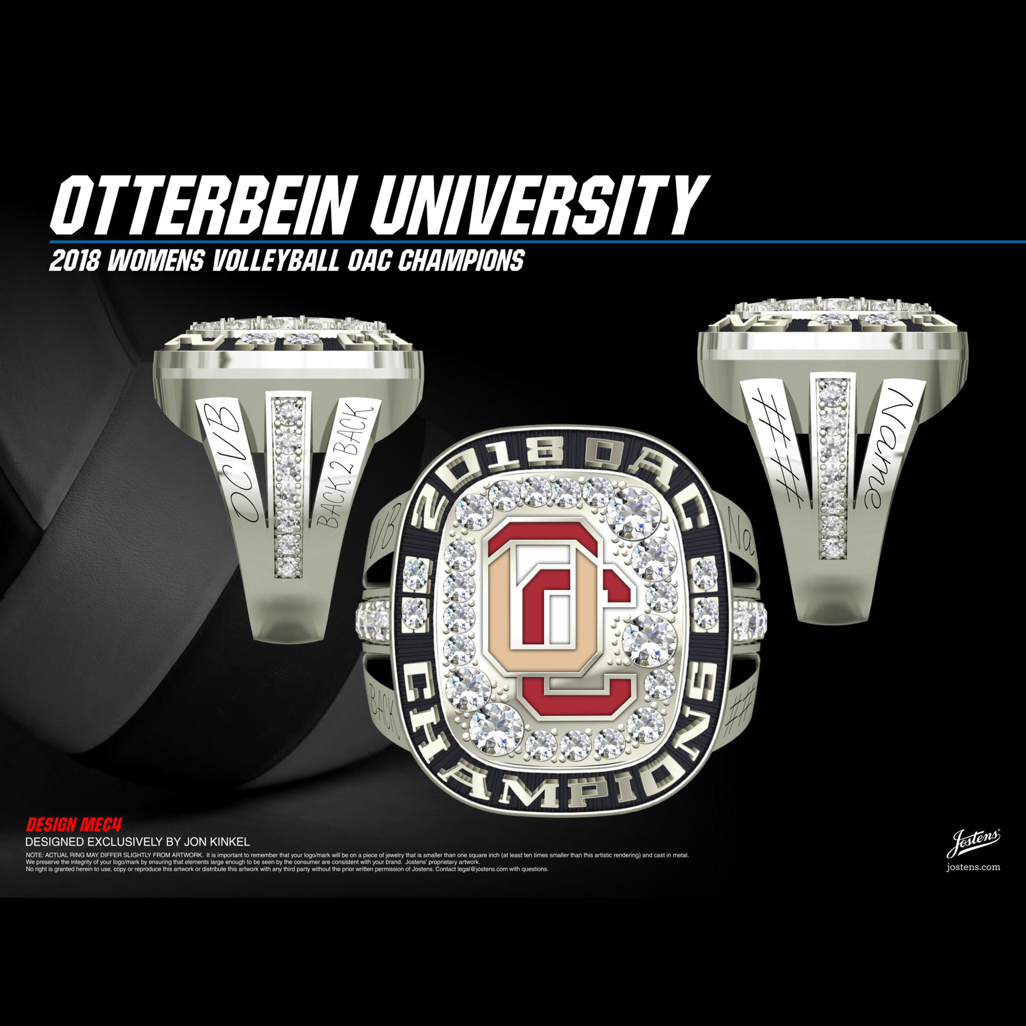 Otterbein University Women's Volleyball 2018 OAC Championship Ring