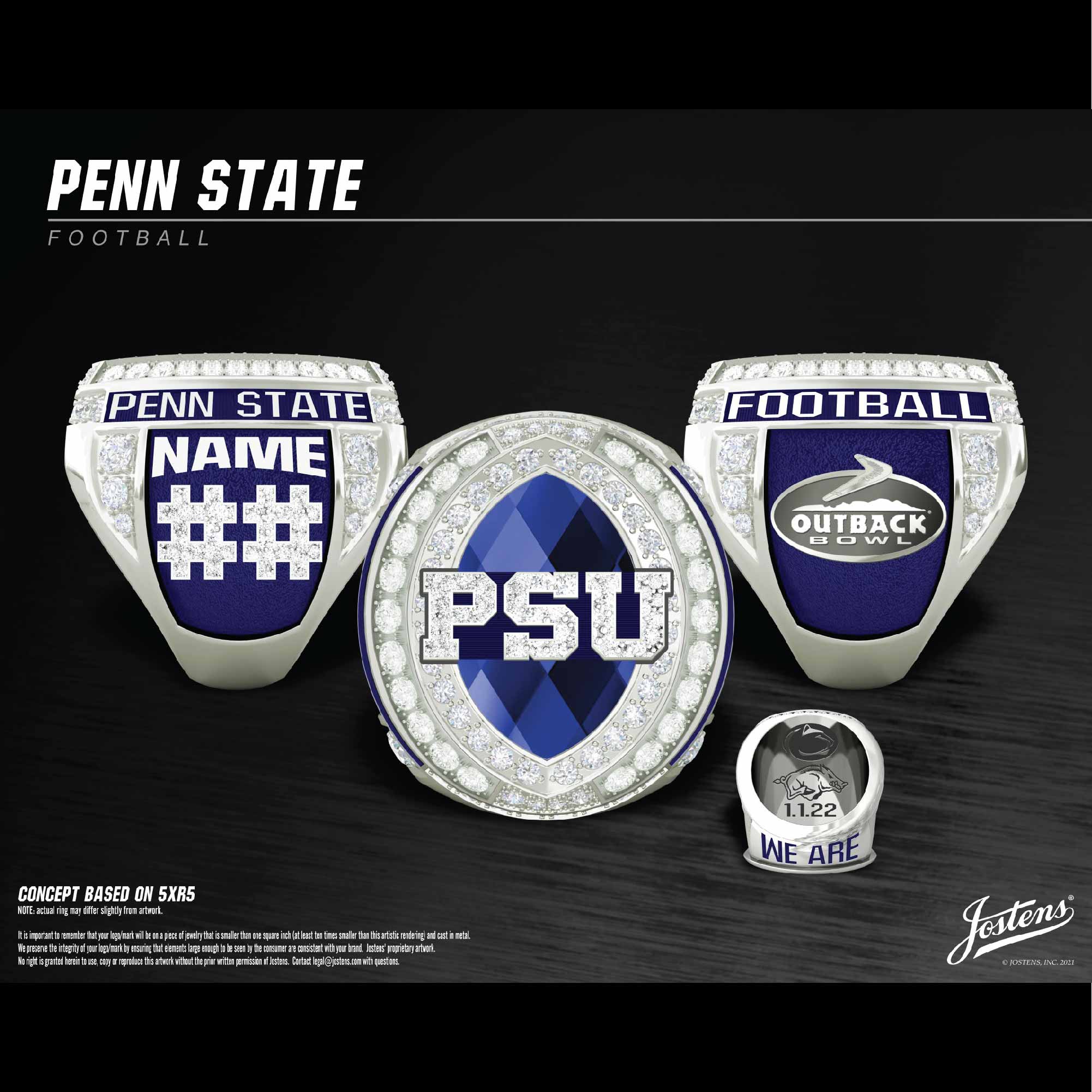 Penn State University Men's Football 2022 Outback Bowl Championship Ring