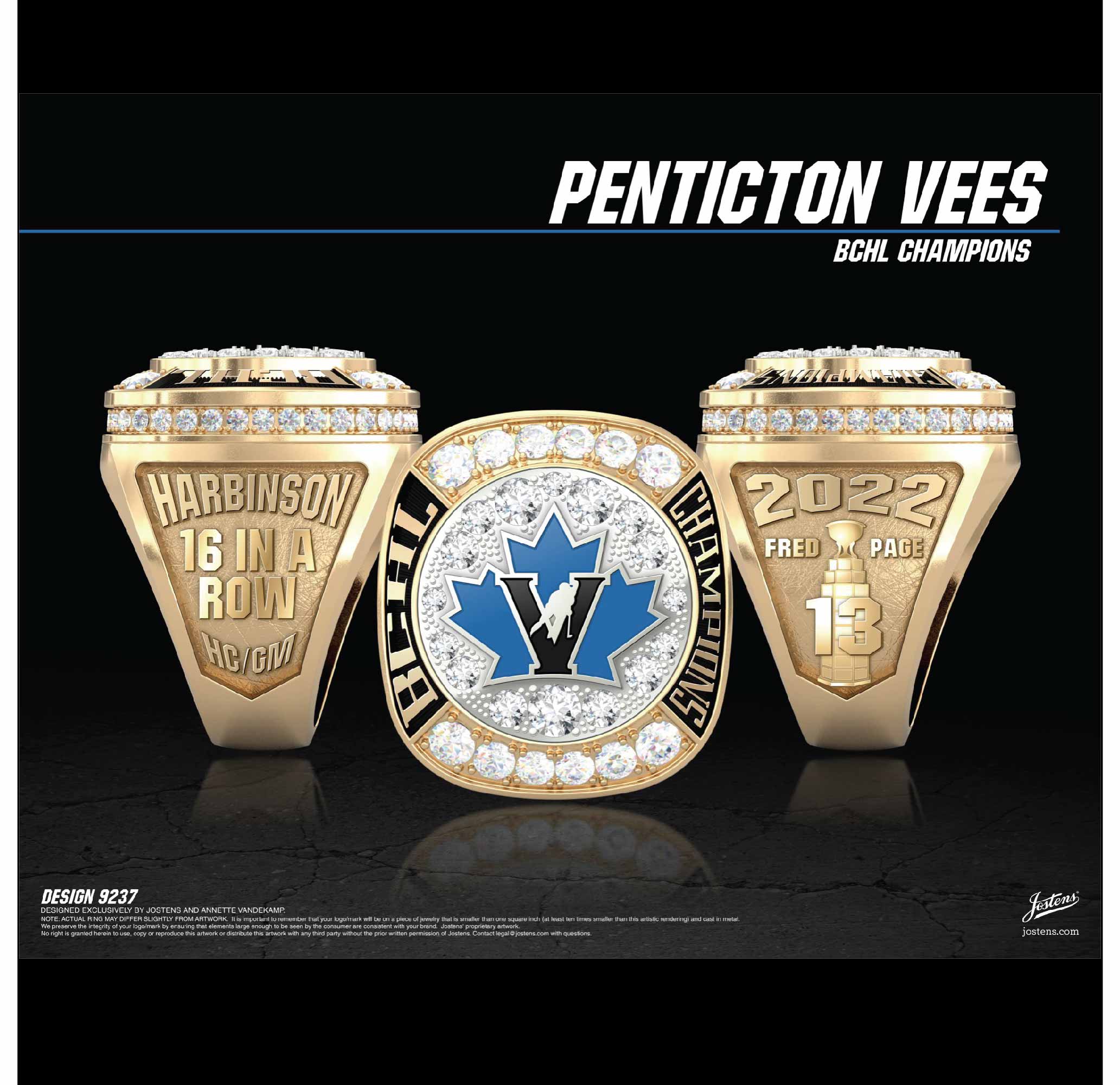 Penticton Vees Men's Hockey 2022 BCHL Championship Ring