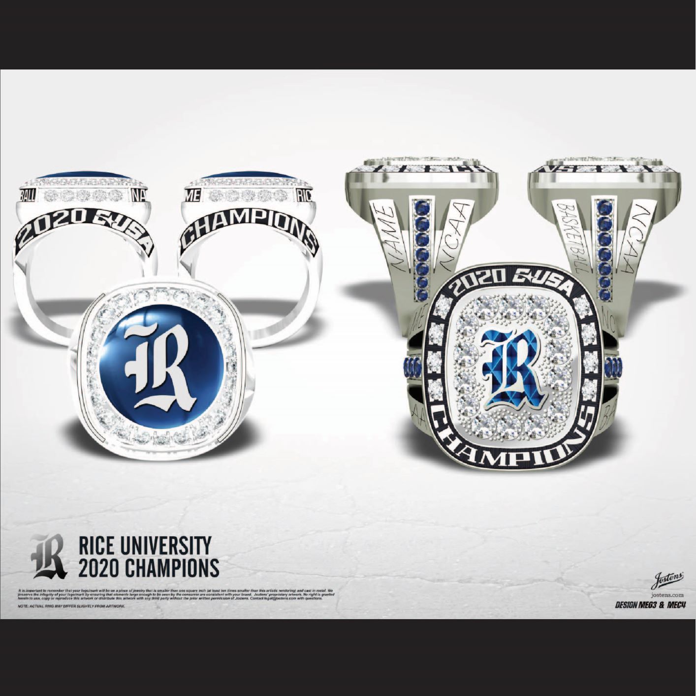 Rice University Women's Basketball 2020 C-USA Championship Ring