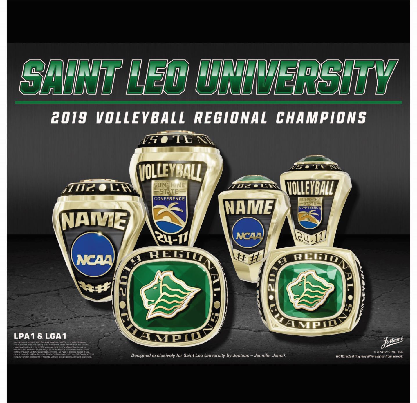 Saint Leo University Women's Volleyball 2019 Regional Championship Ring