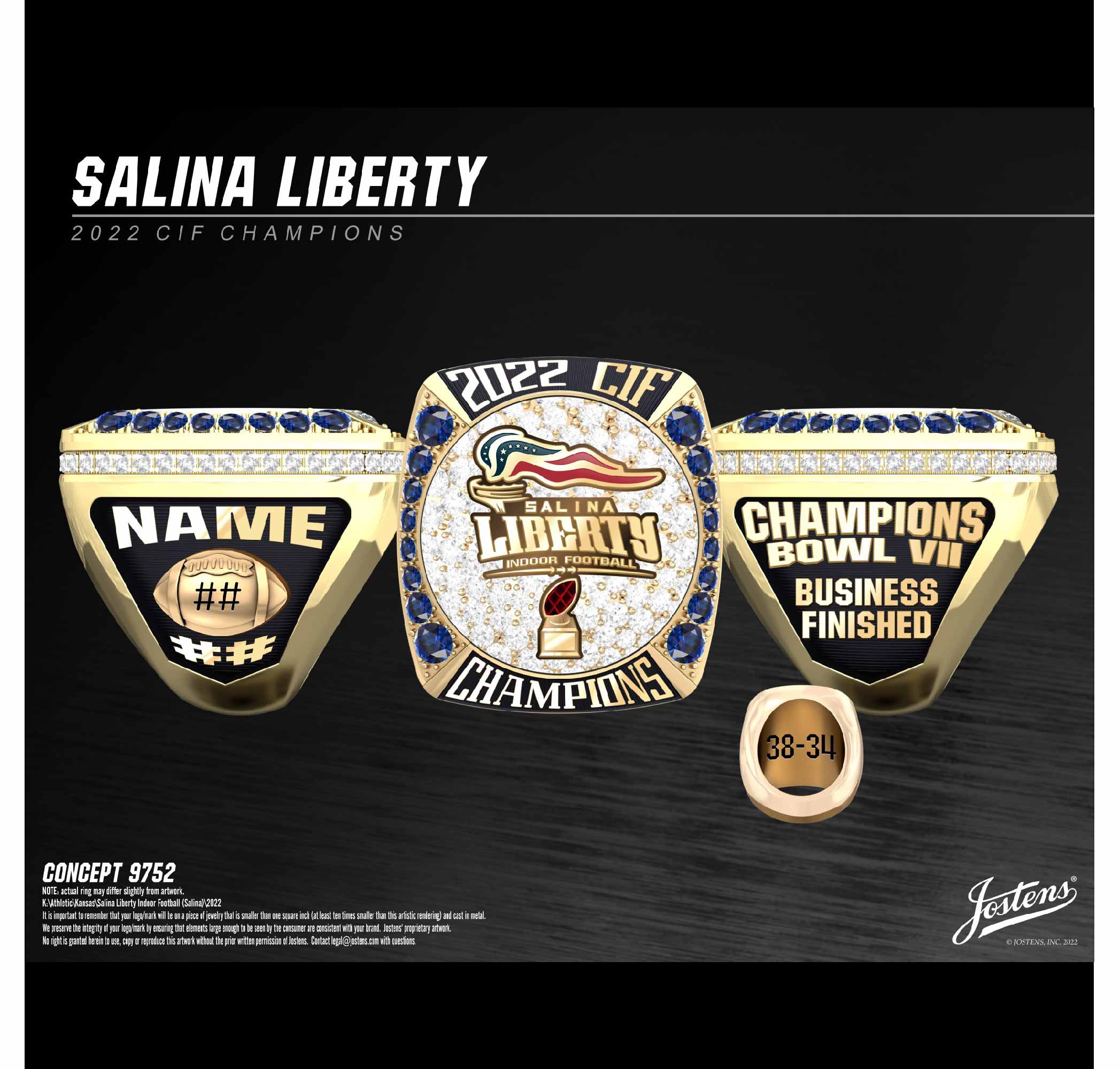 Salina Liberty Football 2022 CIF Championship Ring