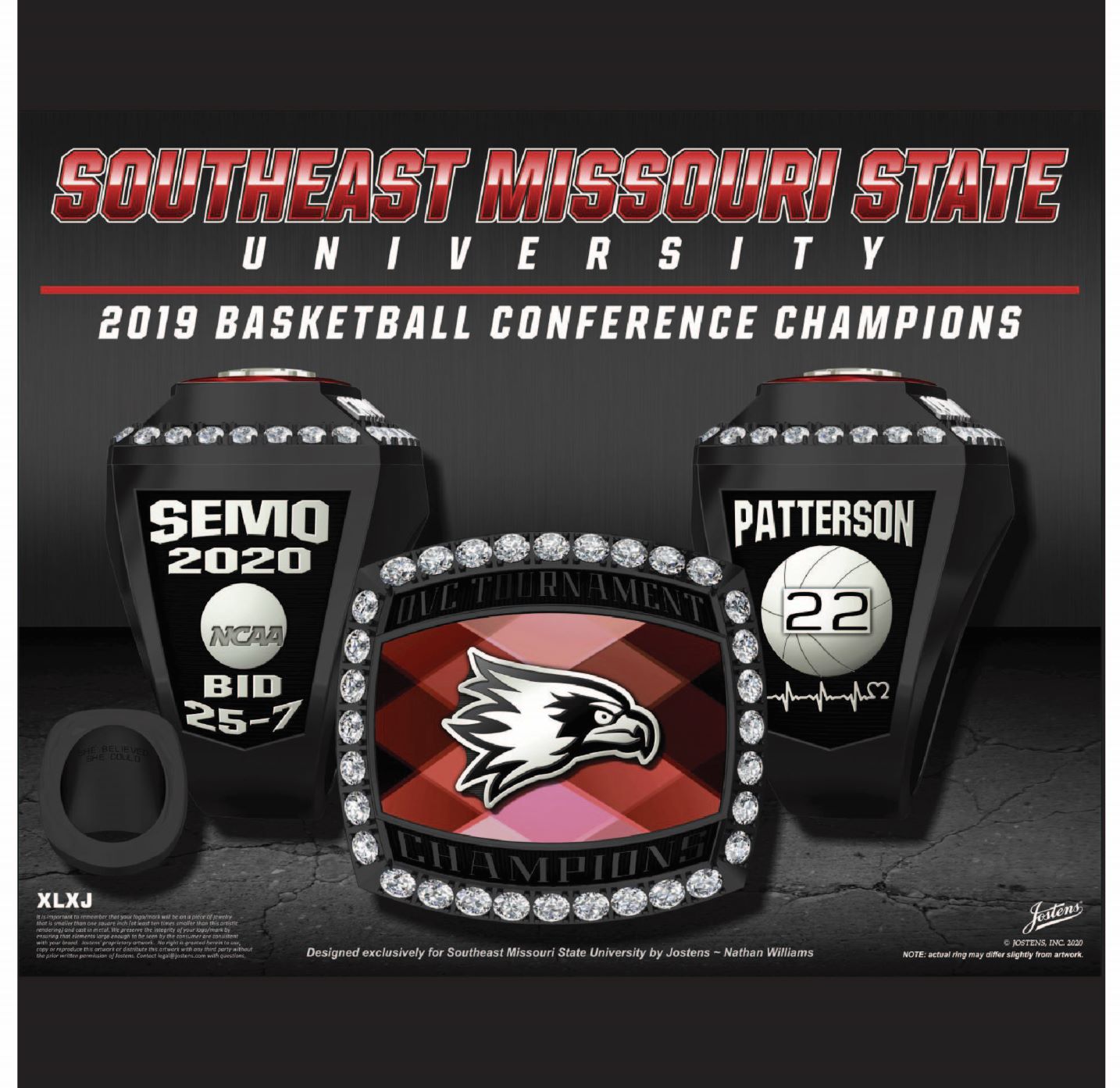 Southeast Missouri State University Women's Basketball 2019 OVC Championship Ring