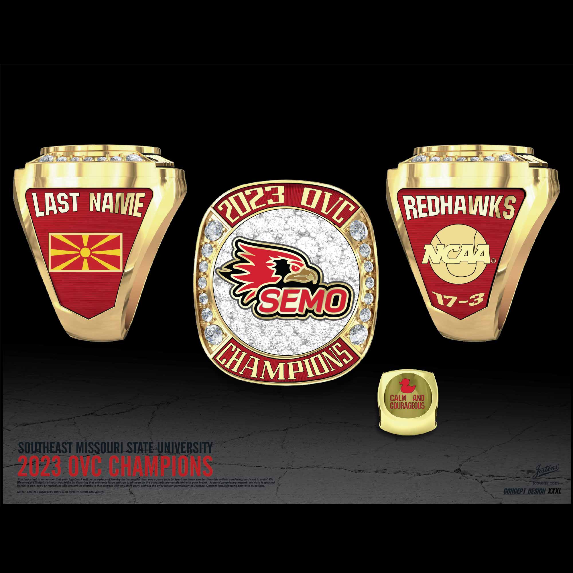 Southeast Missouri State University Women's Tennis 2023 OVC Championship Ring