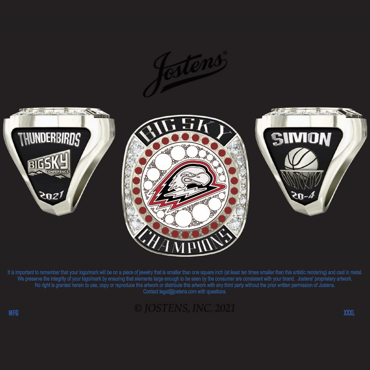 Southern Utah University Men's Basketball 2021 Big Sky Championship Ring