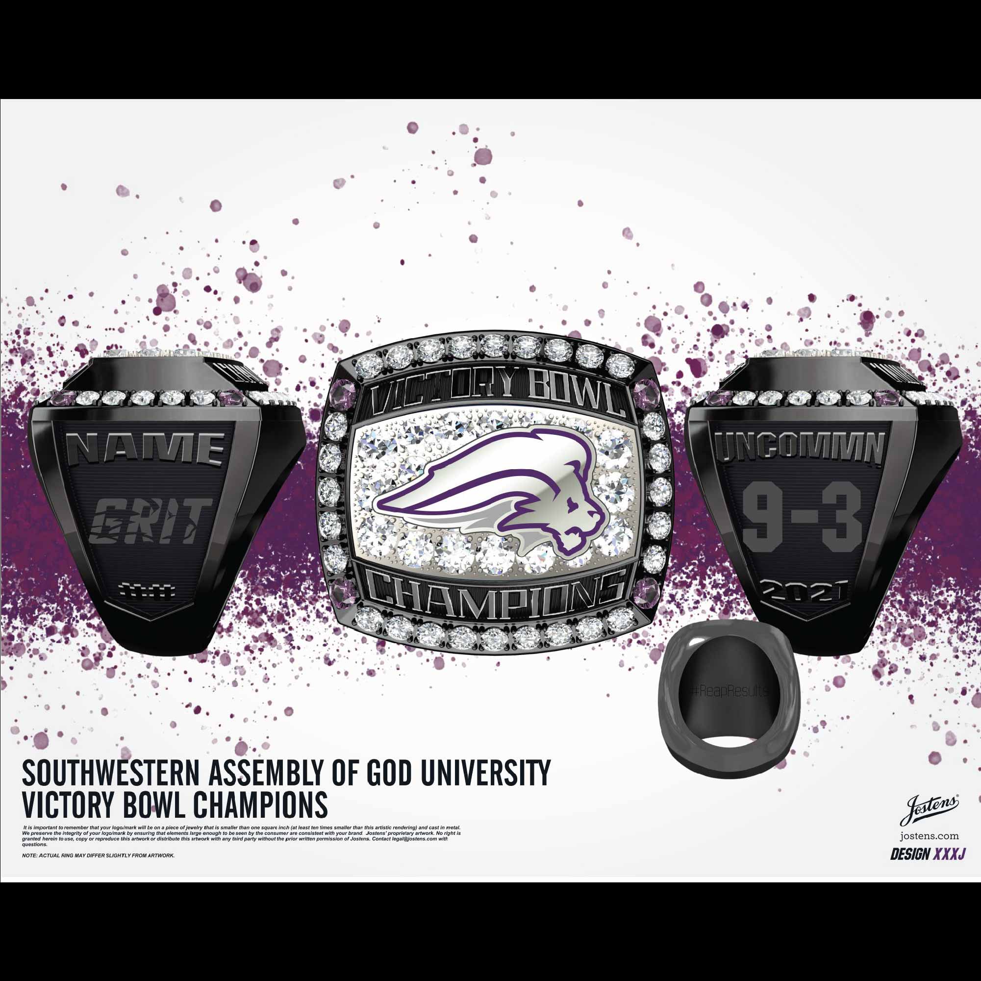 Southwestern Assemblies of God Men's Football 2021 Victory Bowl Championship Ring