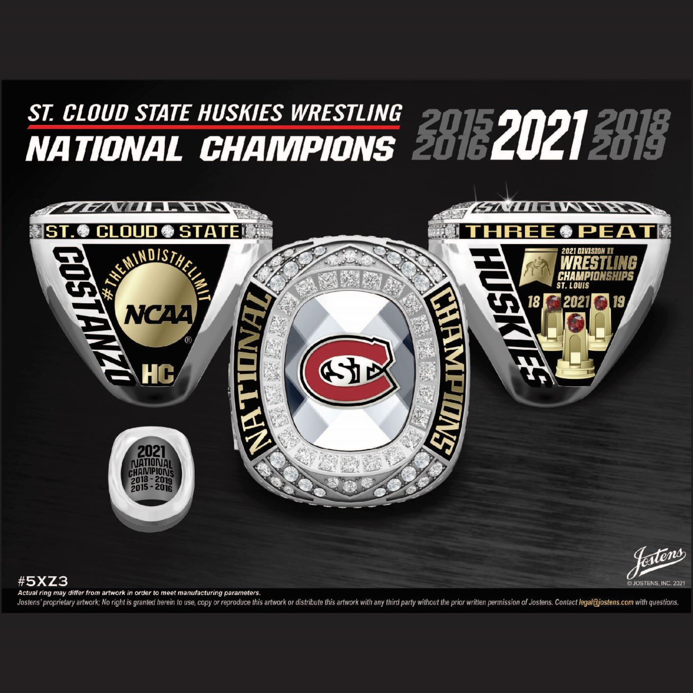 St. Cloud State University Men's Wrestling 2021 National Championship Ring