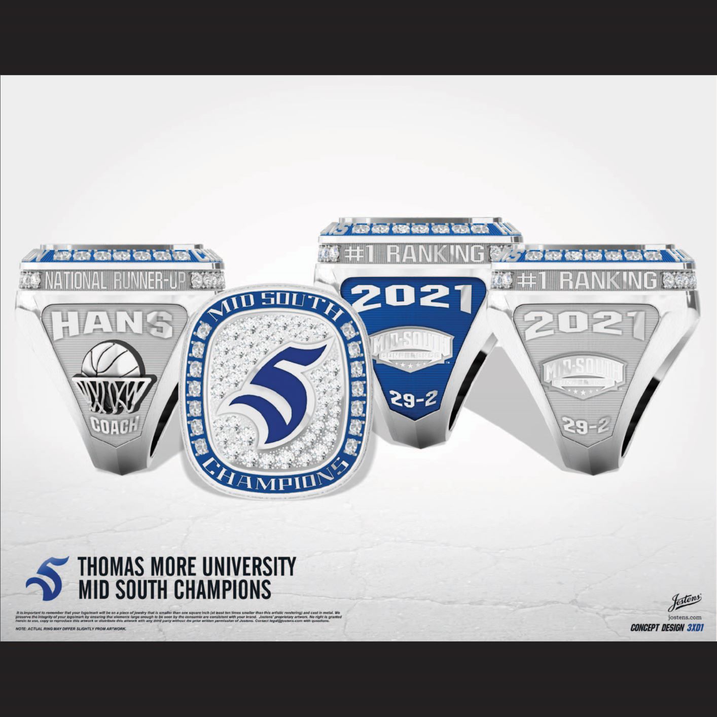 Thomas More University Women's Basketball 2021 Mid South Championship Ring