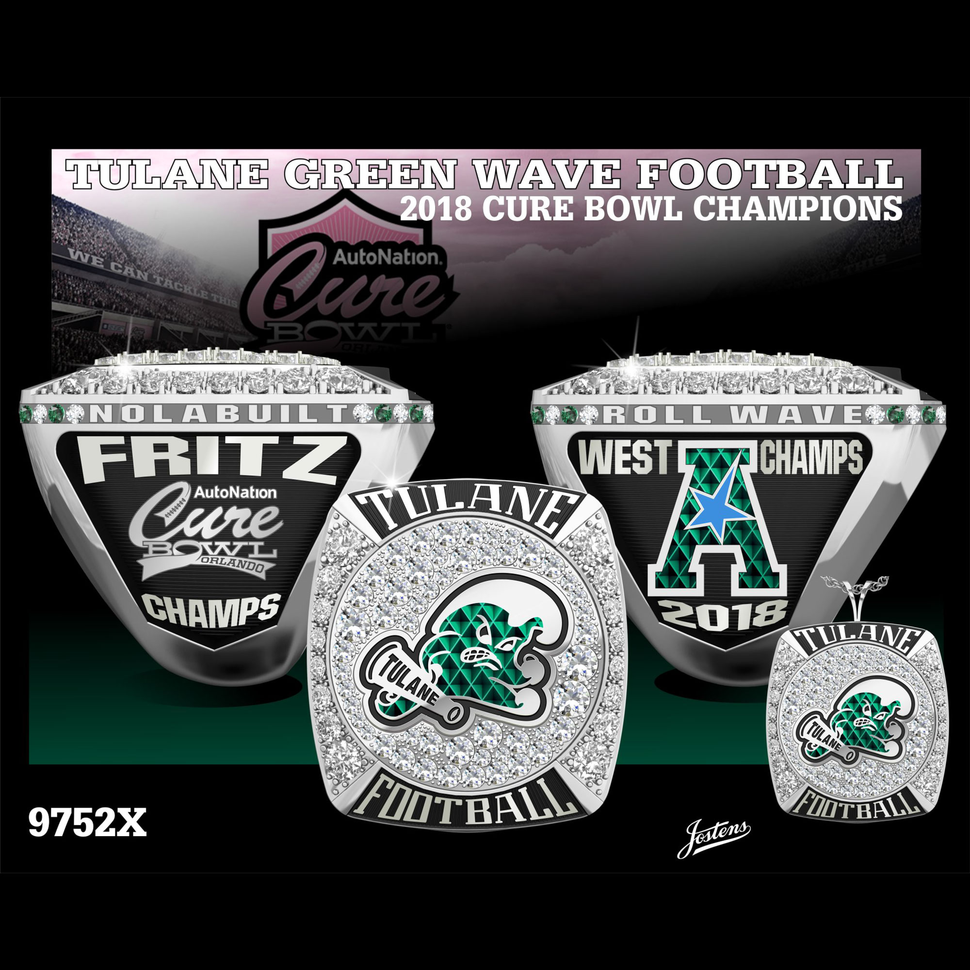 Tulane University Men's Football 2018 Cure Bowl Championship Ring