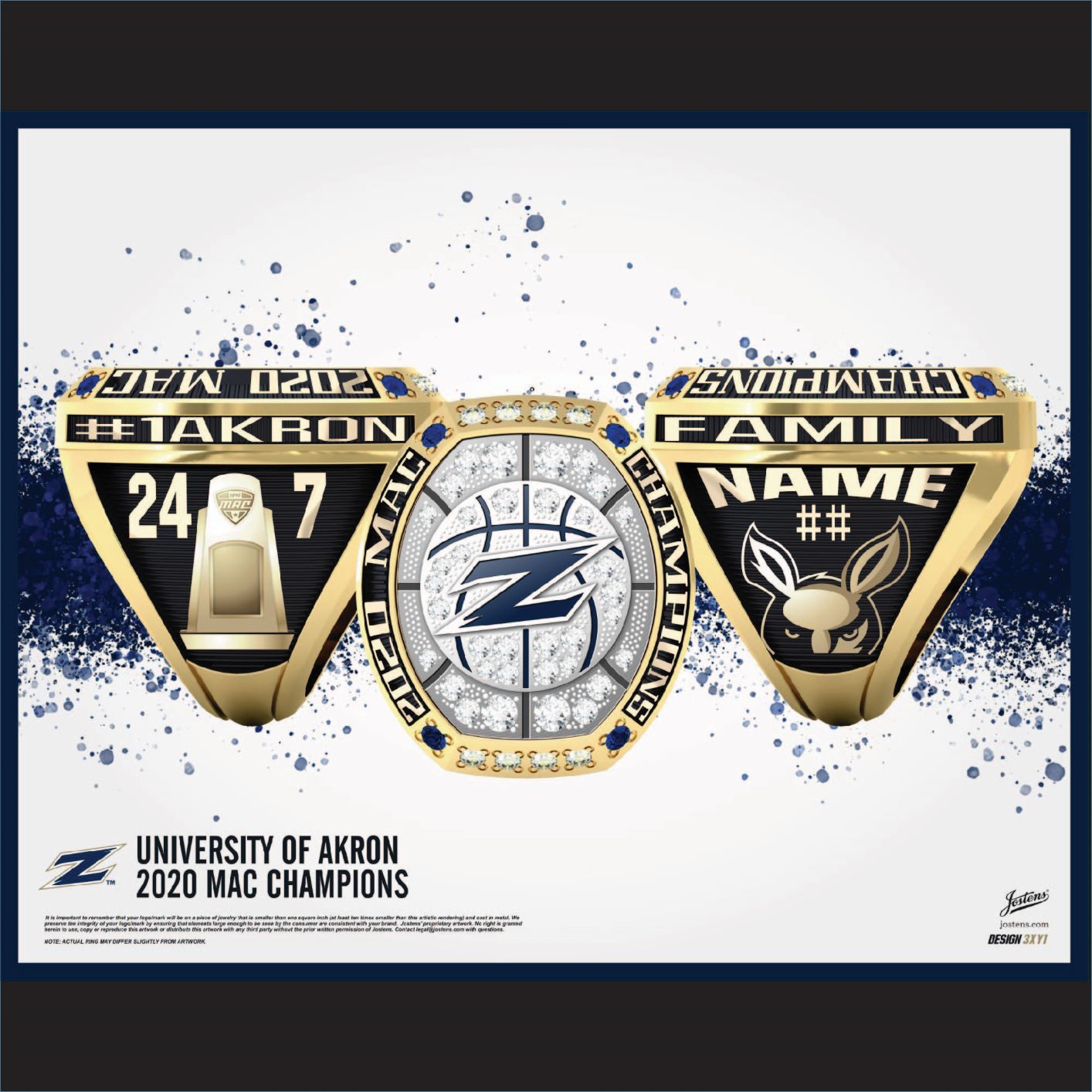 University of Akron Men's Basketball 2020 MAC Championship Ring