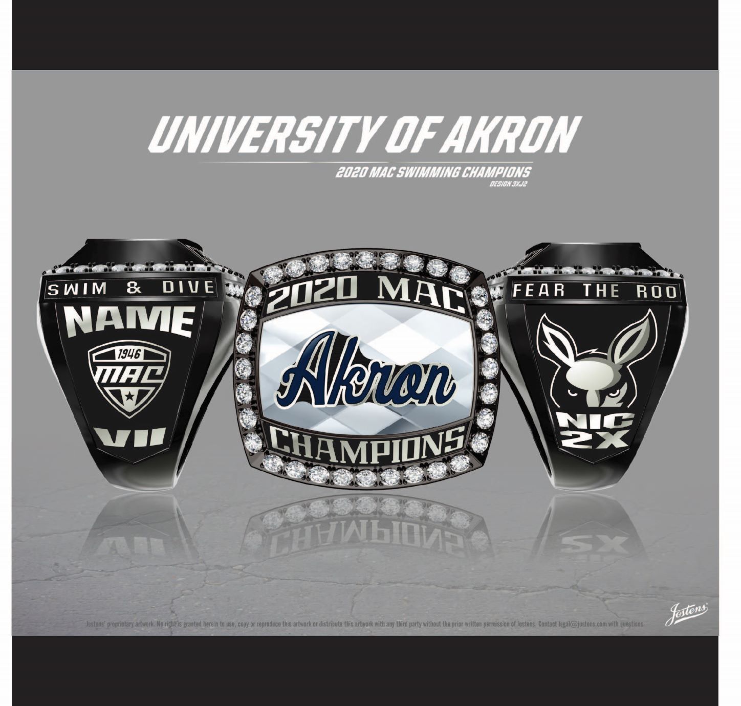 University of Akron Women's Swimming & Diving 2020 MAC Championship Ring