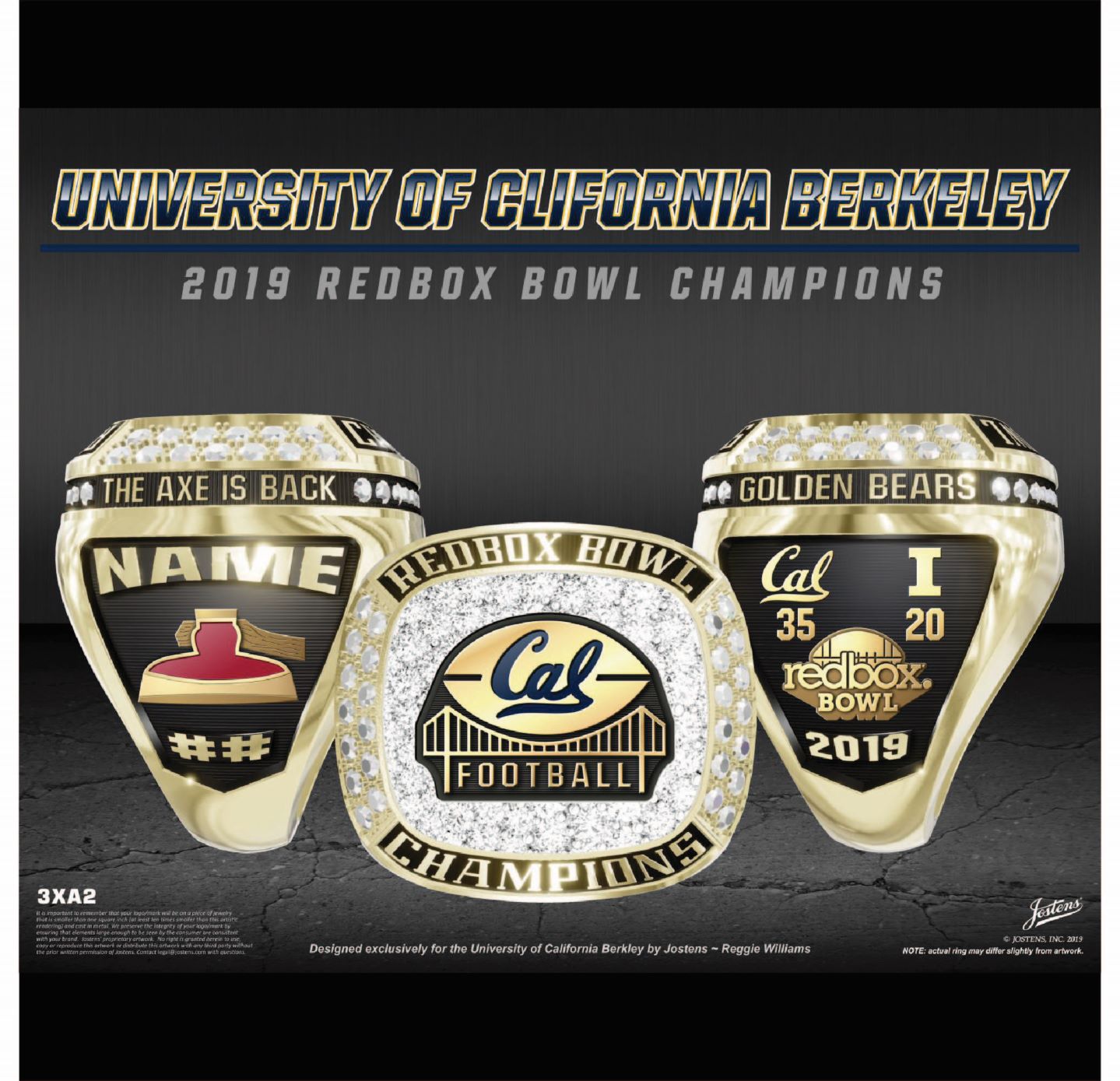 University of California Berkeley Men's Football 2019 Redbox Bowl Championship Ring