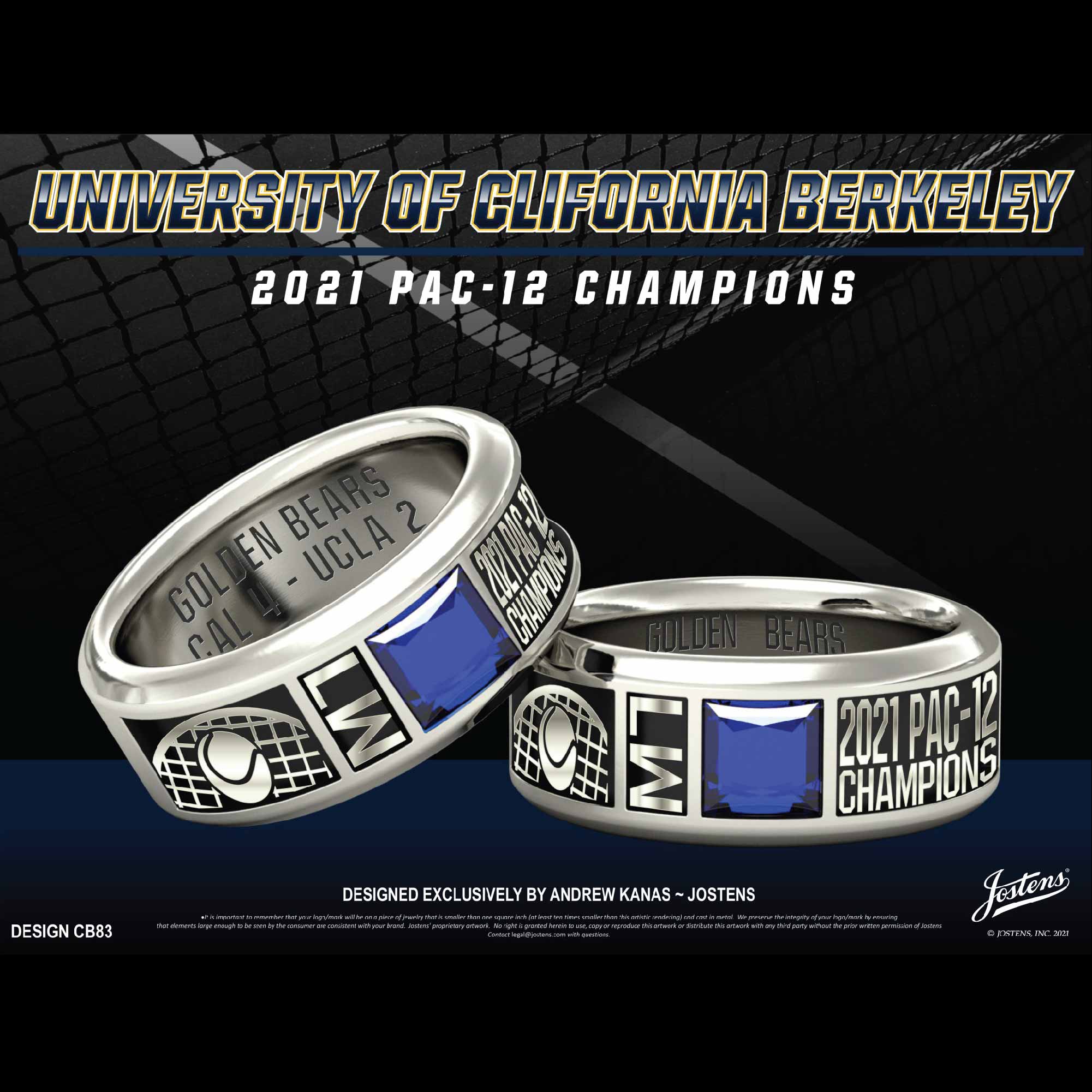 University of California Berkeley Women's Tennis 2021 Pac-12 Championship Ring