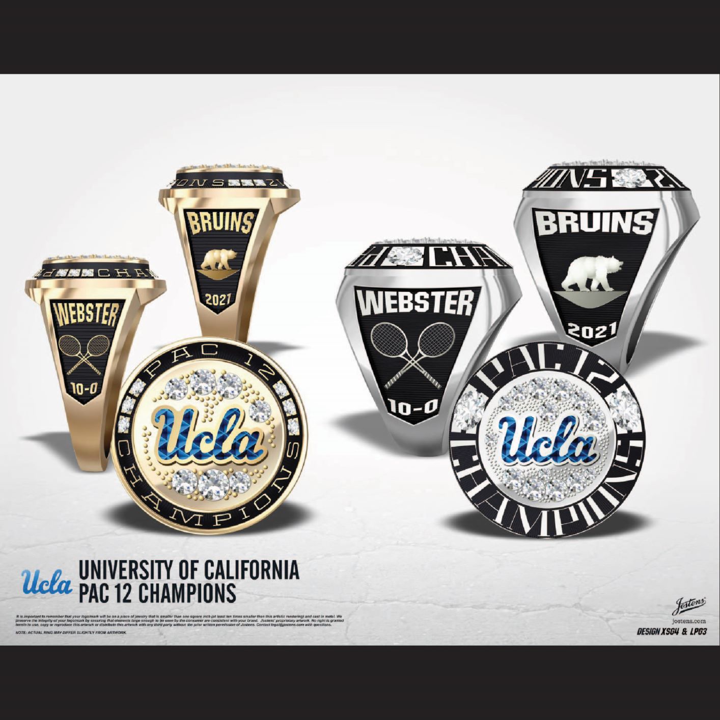 University of California Los Angeles Women's Tennis 2021 Pac-12 Championship Ring