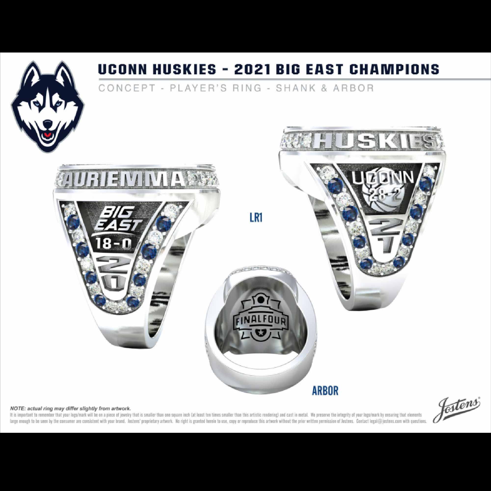 University of Connecticut Women's Basketball 2021 Big East Championship Ring