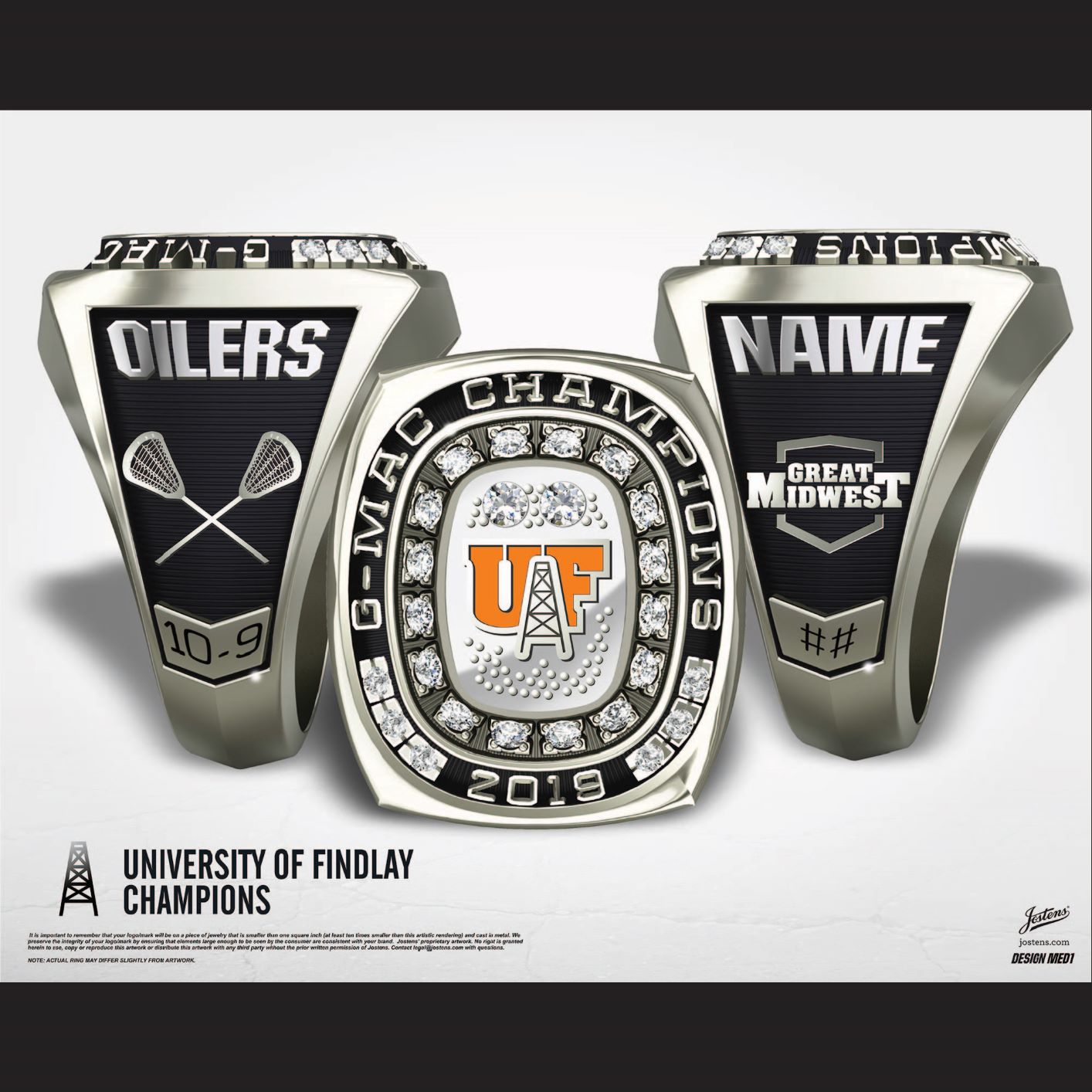 University of Findlay Women's Lacrosse 2019 G-MAC Championship Ring