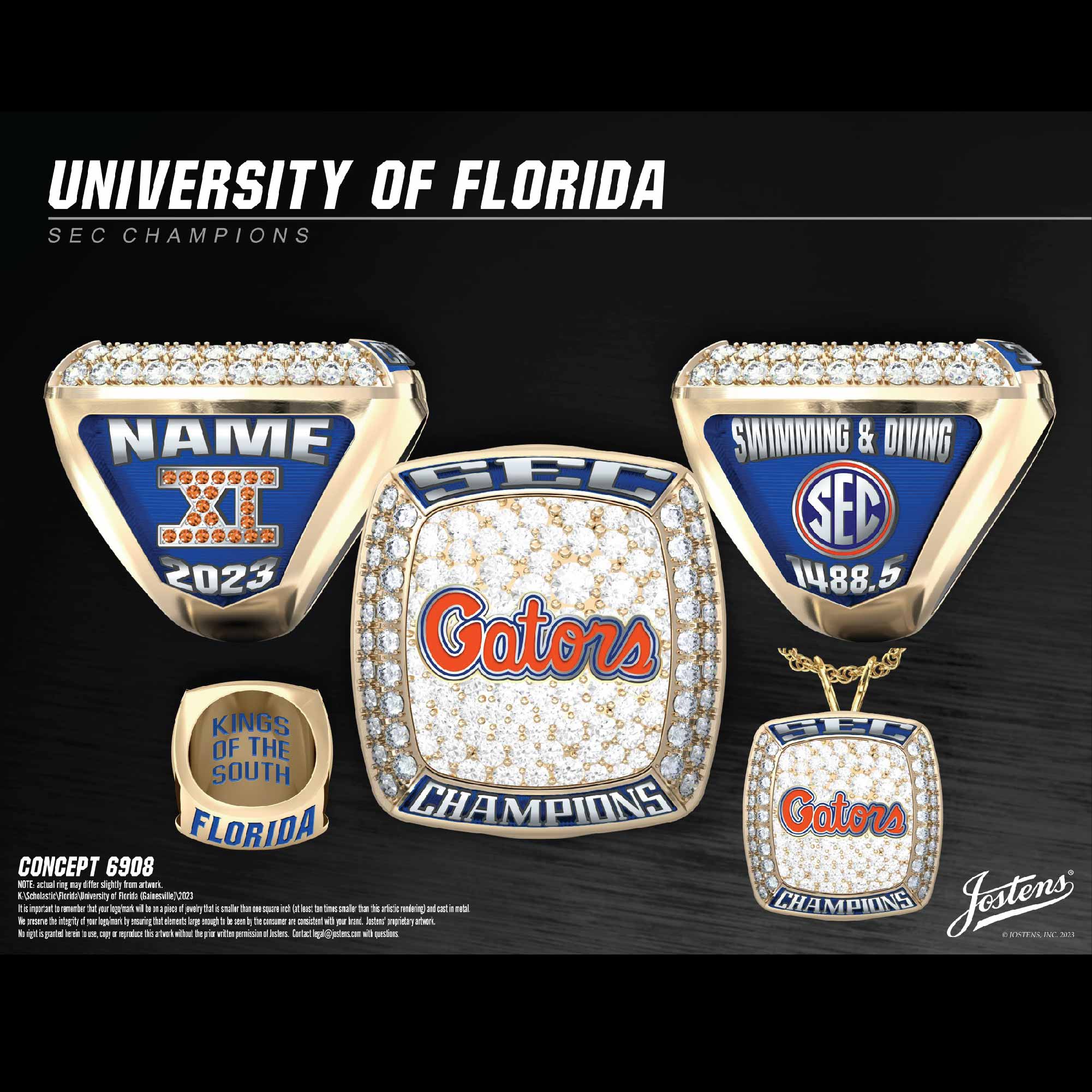 University of Florida Men's Swimming & Diving 2023 SEC Championship Ring