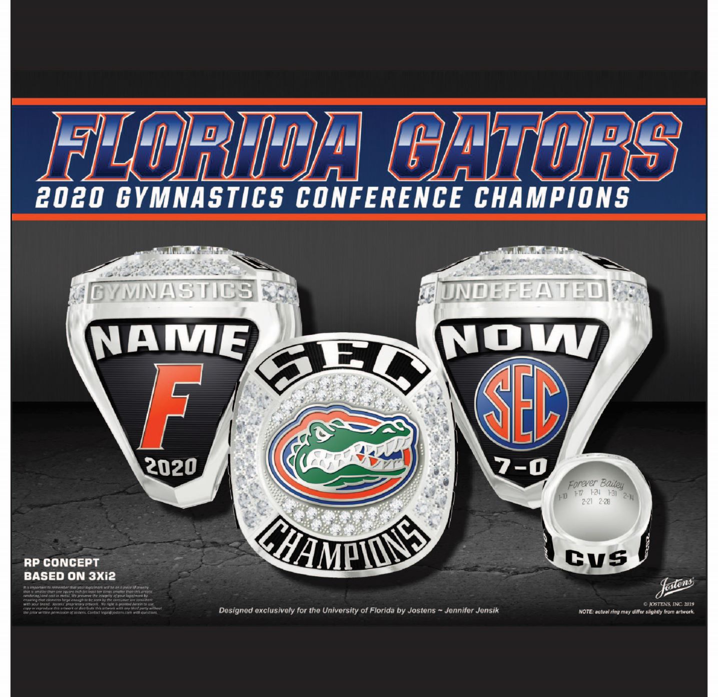 University of Florida Women's Gymnastics 2020 SEC Championship Ring