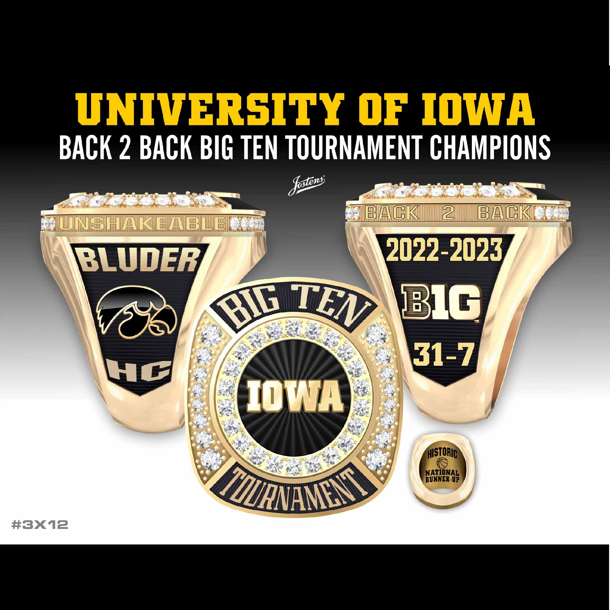 University of Iowa Women's Basketball 2023 Big Ten Championship Ring