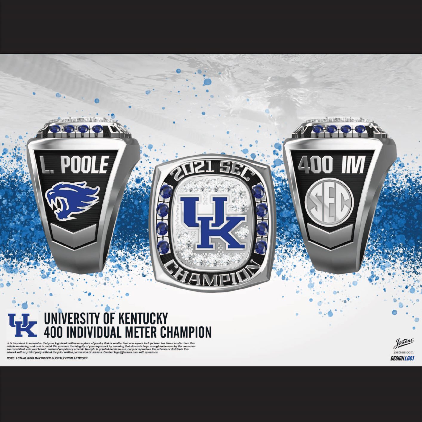 University of Kentucky Women's Swimming & Diving 2021 SEC Championship Ring