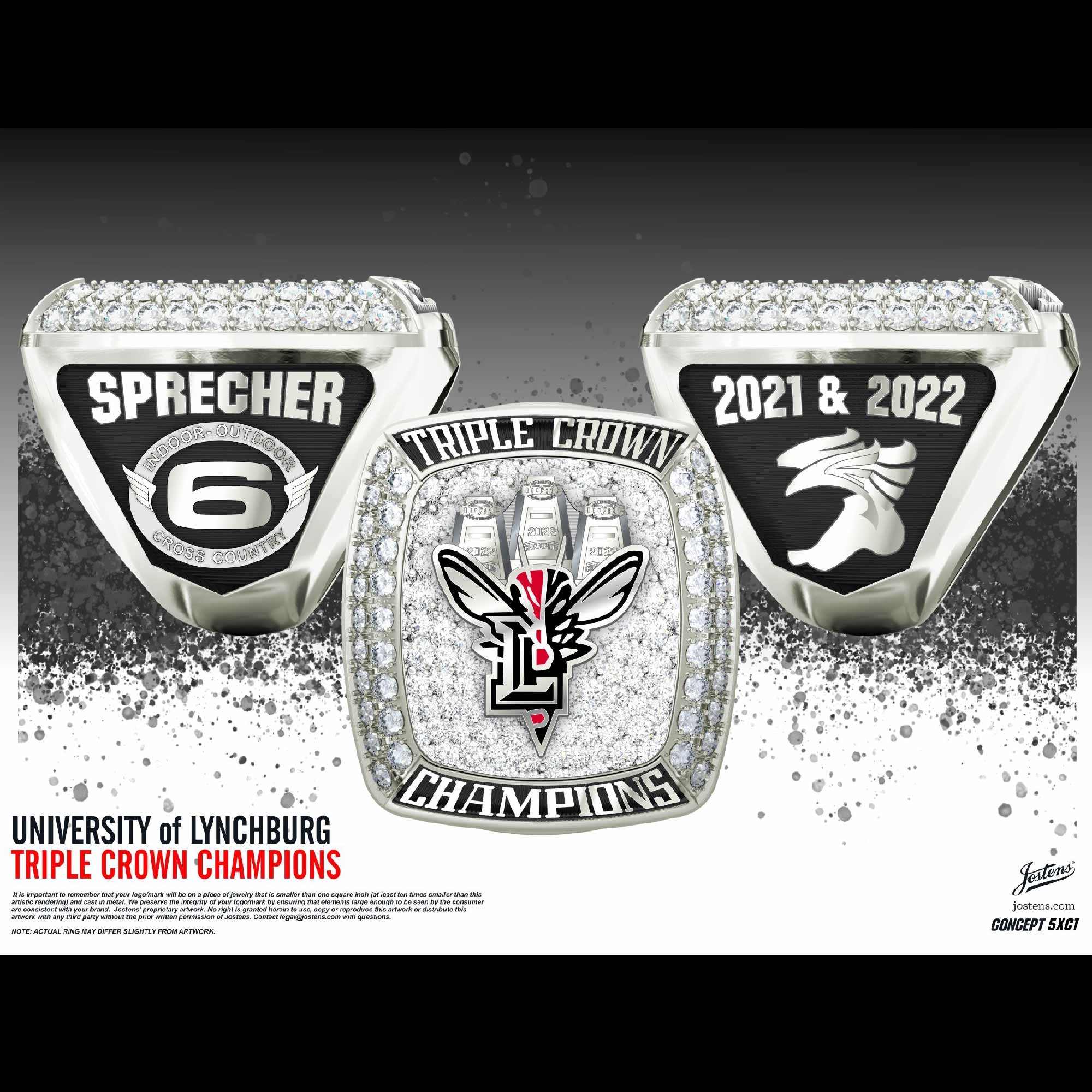 University of Lynchburg Cross Country 2022 Triple Crown Championship Ring