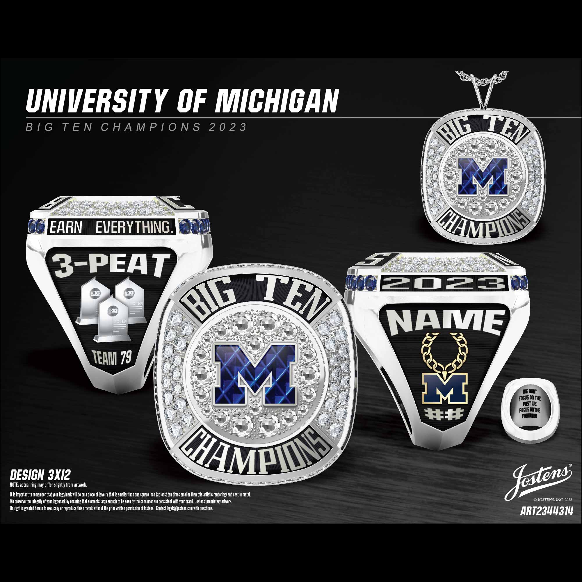 University of Michigan Men's Gymnastics 2023 Big Ten Championship Ring