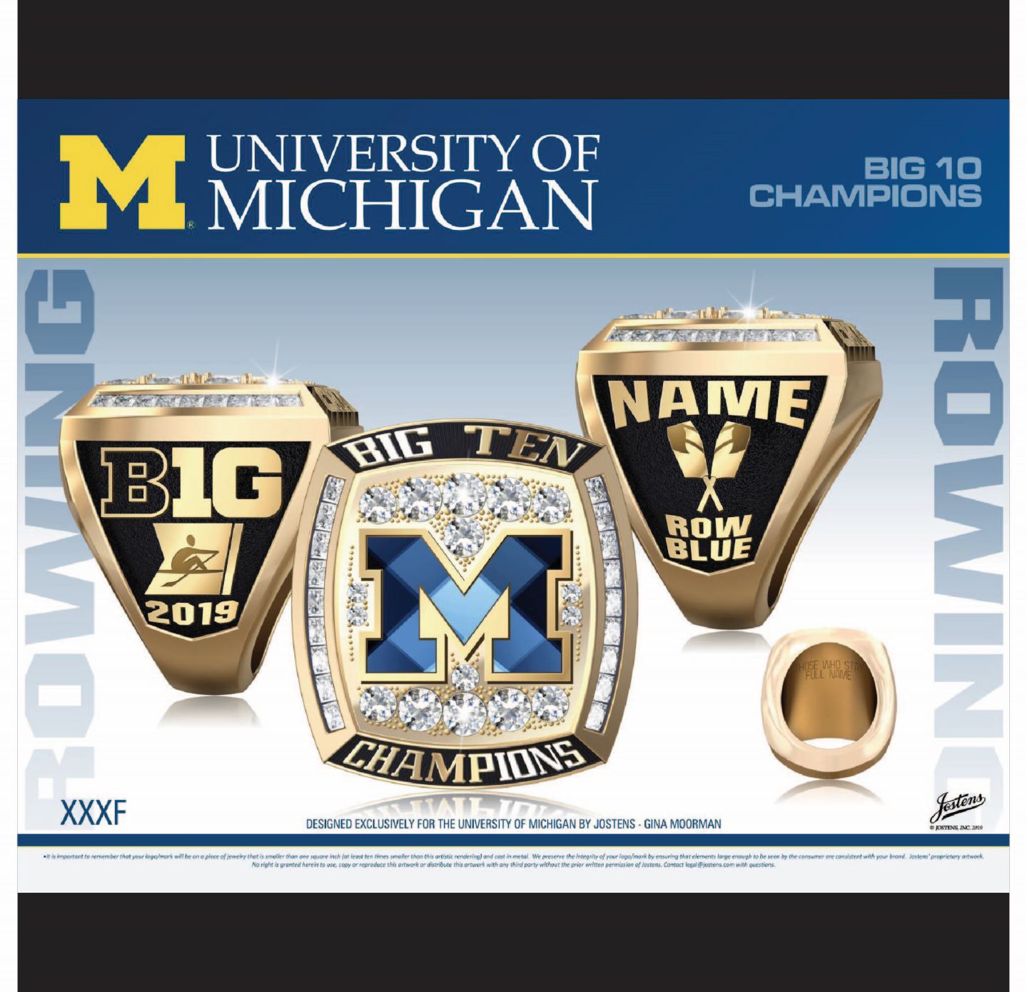 University of Michigan Women's Rowing 2019 Big Ten Championship Ring