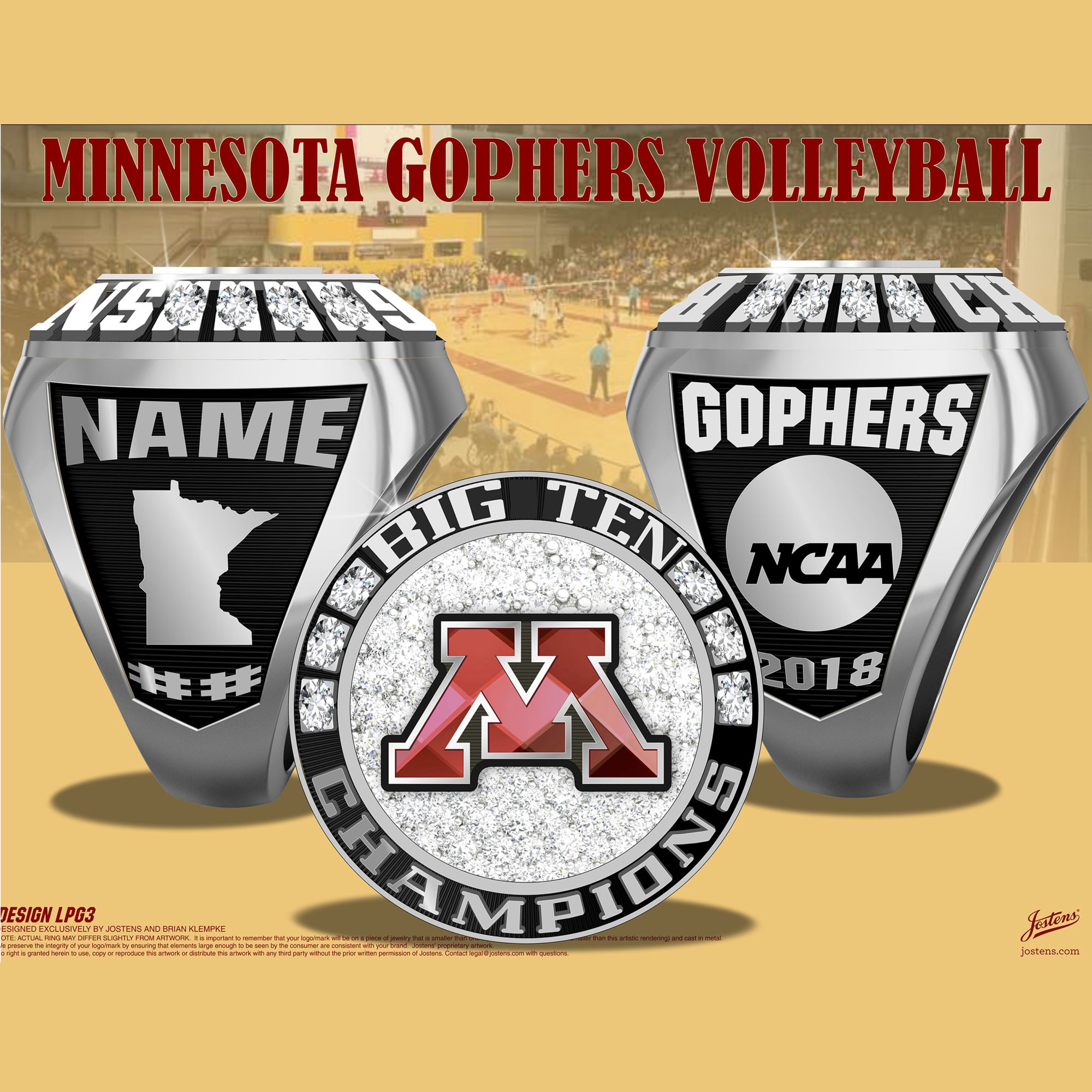 University of Minnesota Women's Volleyball 2018 Big Ten Championship Ring