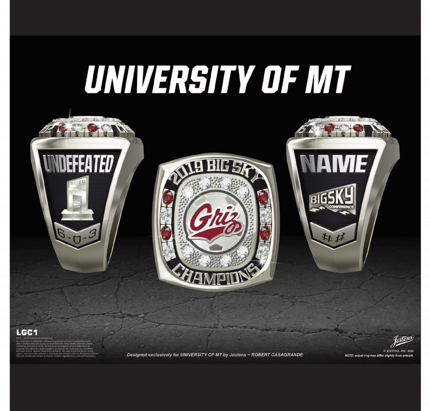 University of Montana Women's Soccer 2019 Big Sky Championship Ring