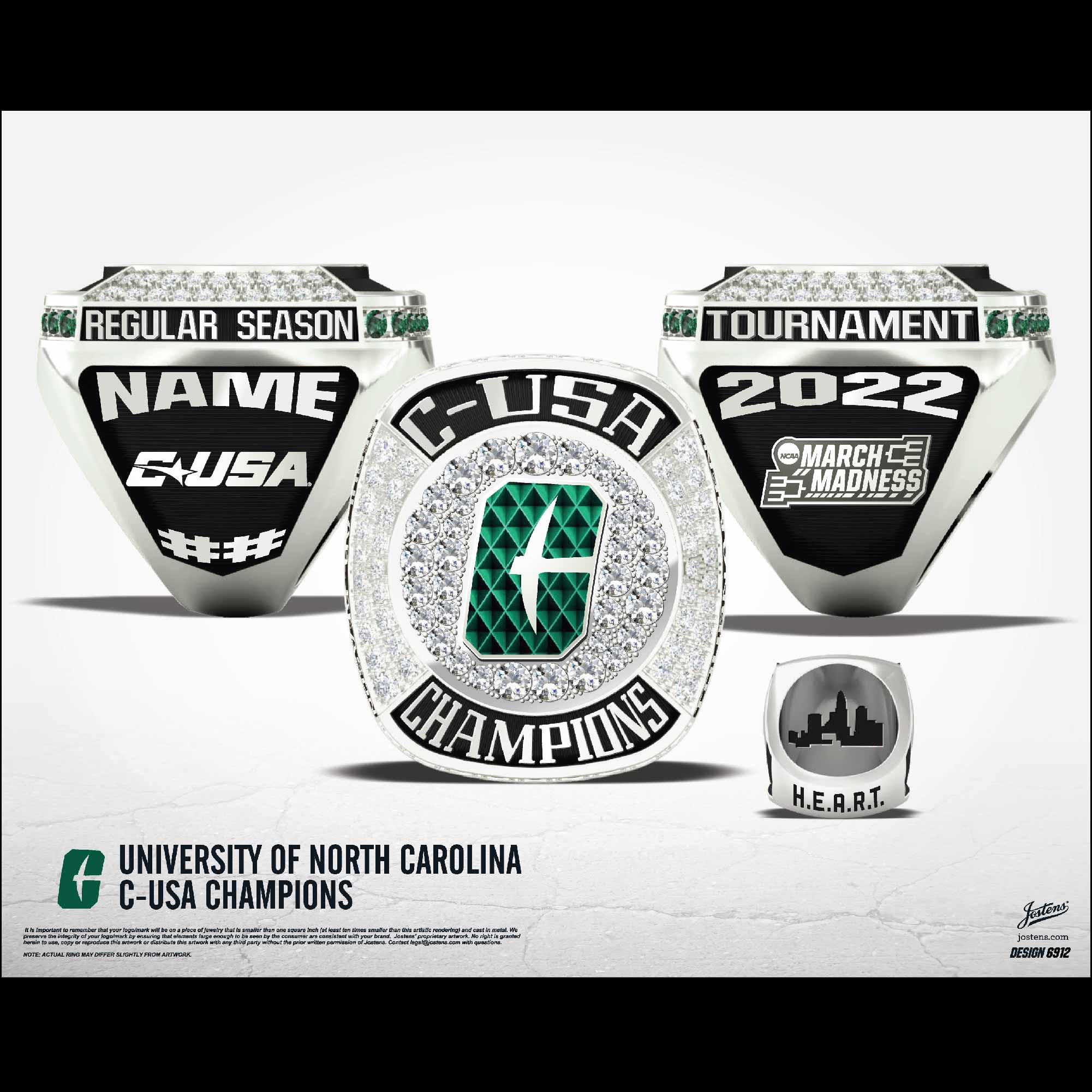 Charlotte Men's Basketball 2022 C-USA Championship Ring