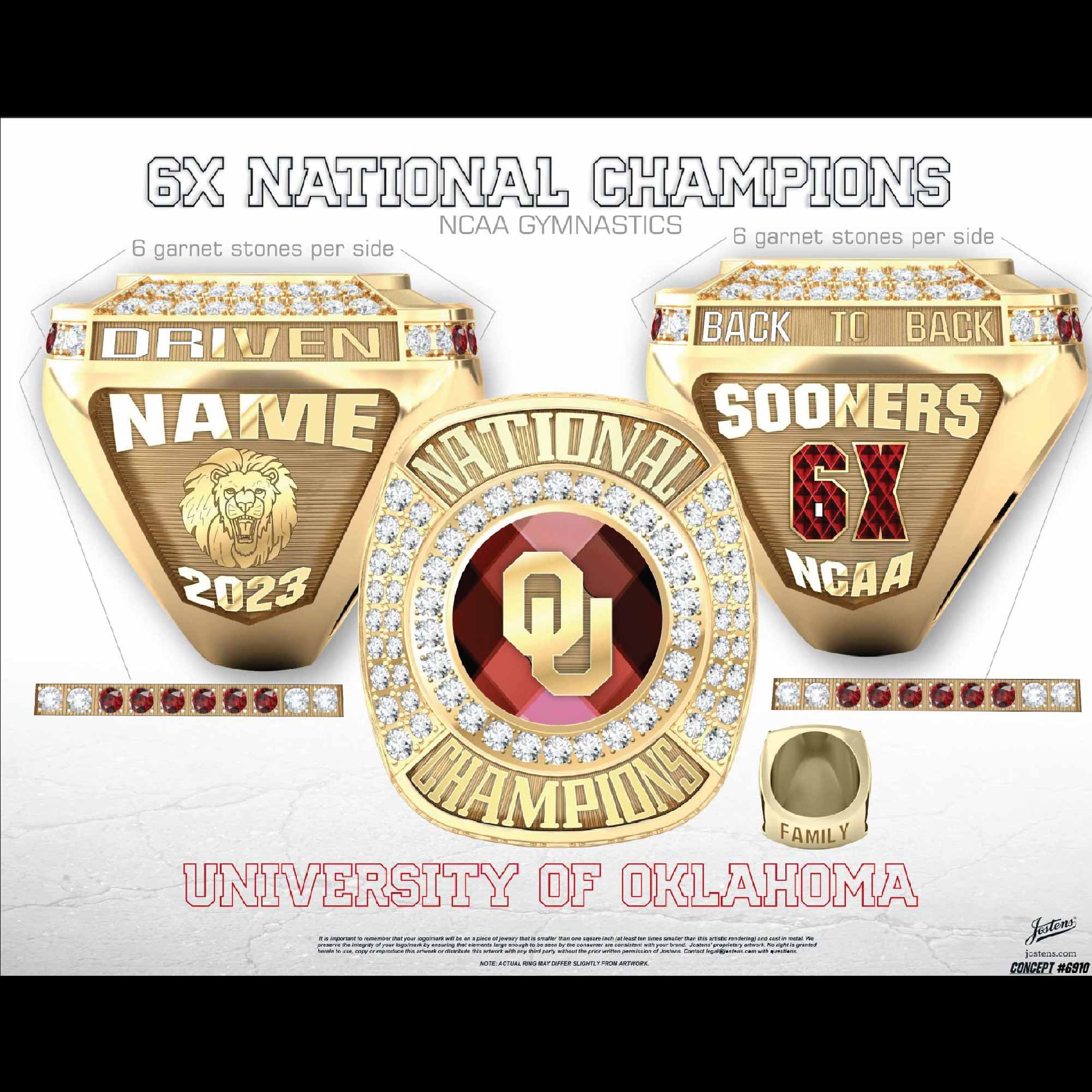 University of Oklahoma Women's Gymnastics 2023 National Championship Ring