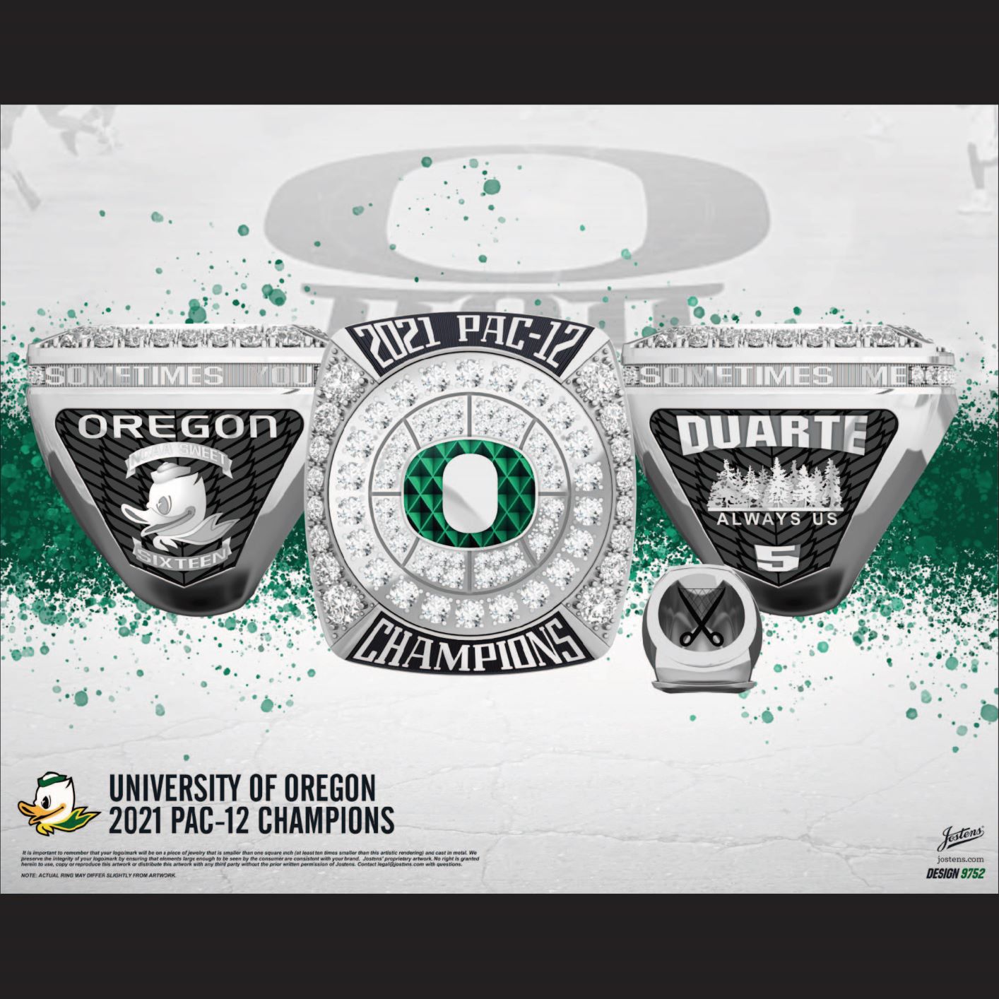 University of Oregon Men's Basketball 2021 Pac-12 Championship Ring