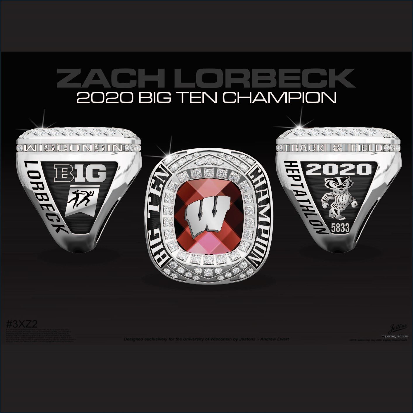 University of Wisconsin Men's Track & Field 2020 Big Ten Championship Ring