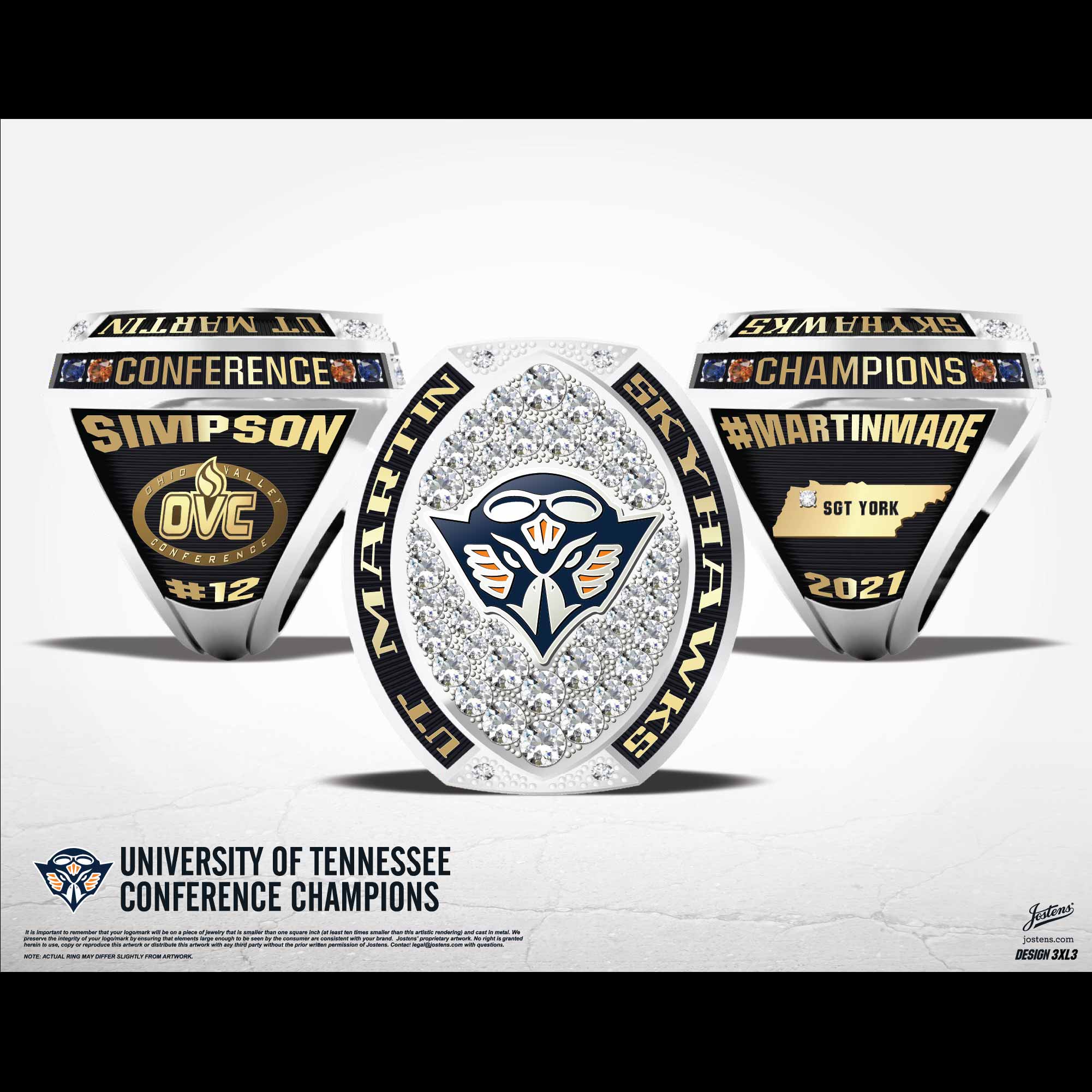 UT Martin Men's Football 2021 Conference Championship Ring