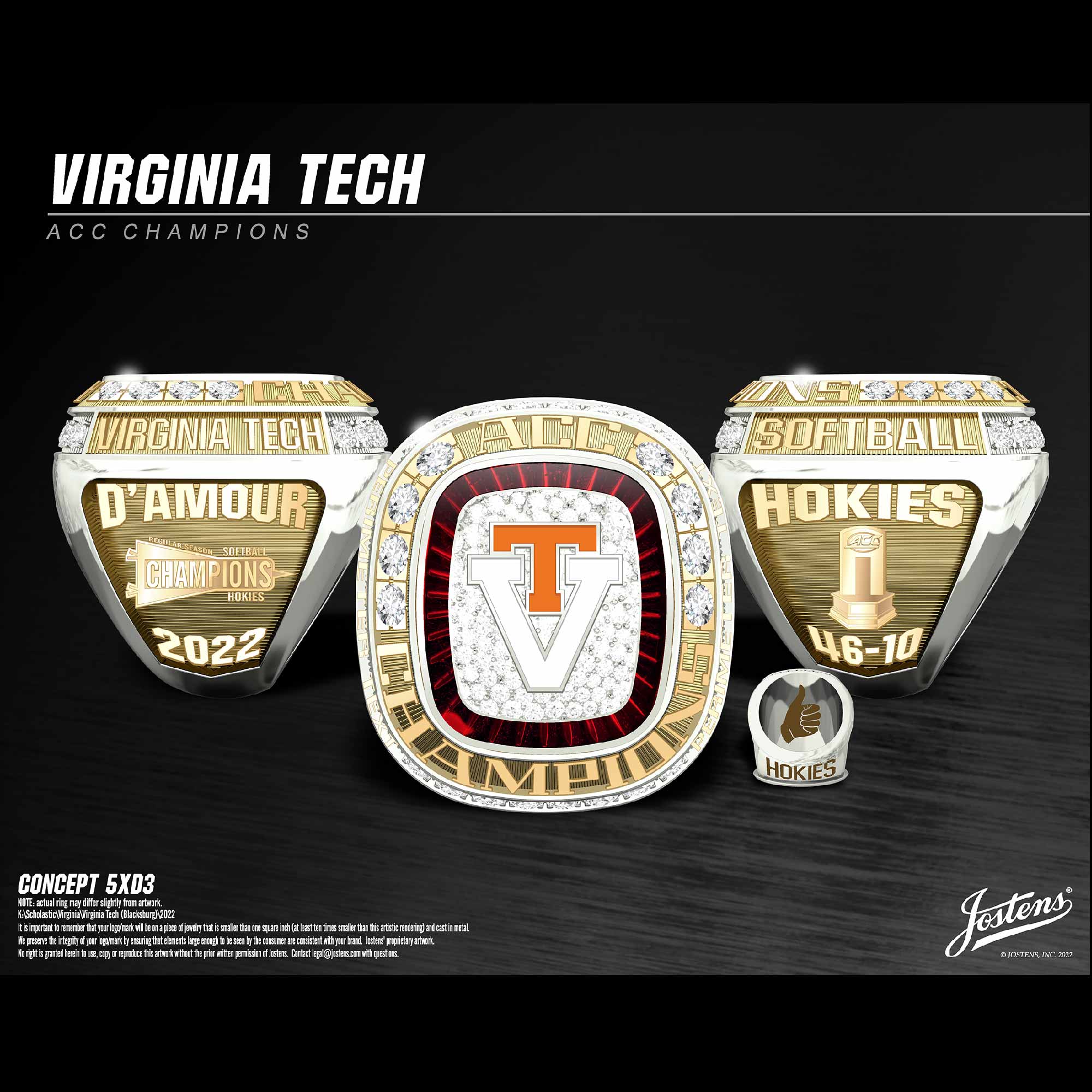 Virginia Tech Softball 2022 ACC Championship Ring