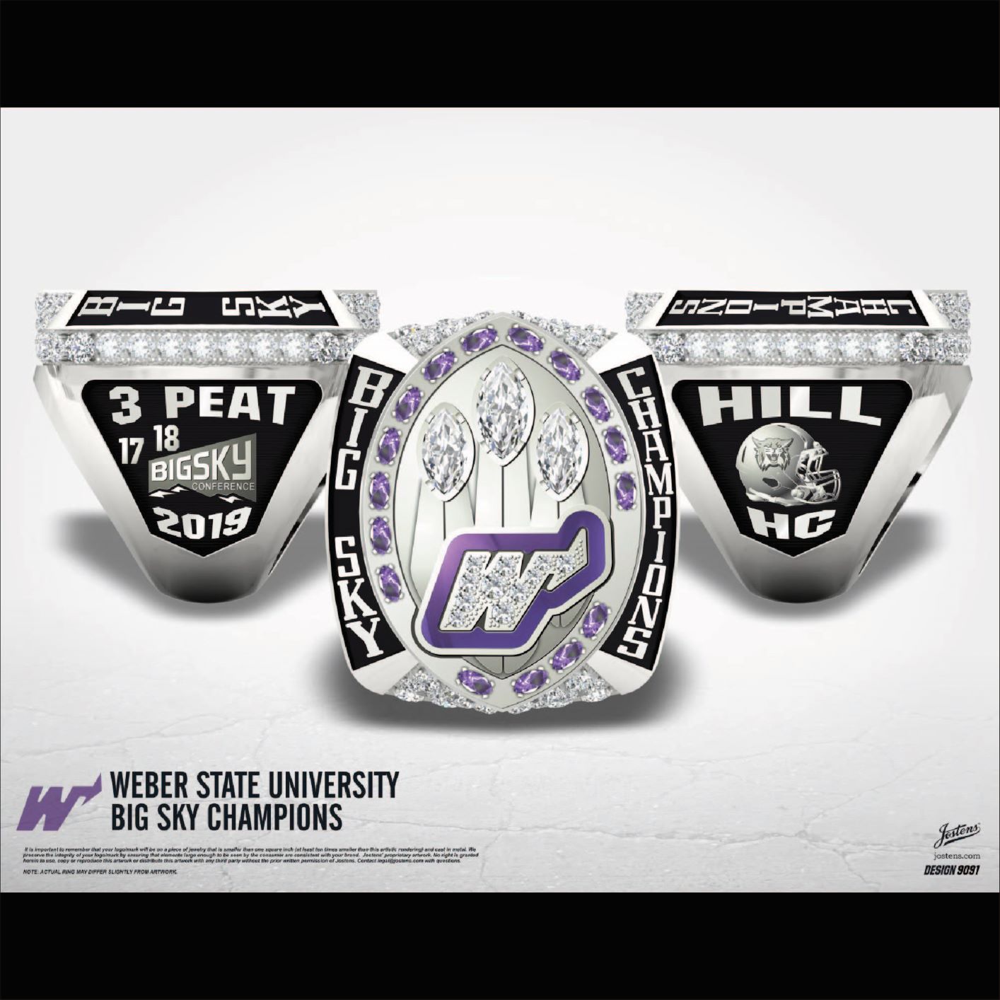 Weber State University Men's Football 2019 Big Sky Championship Ring