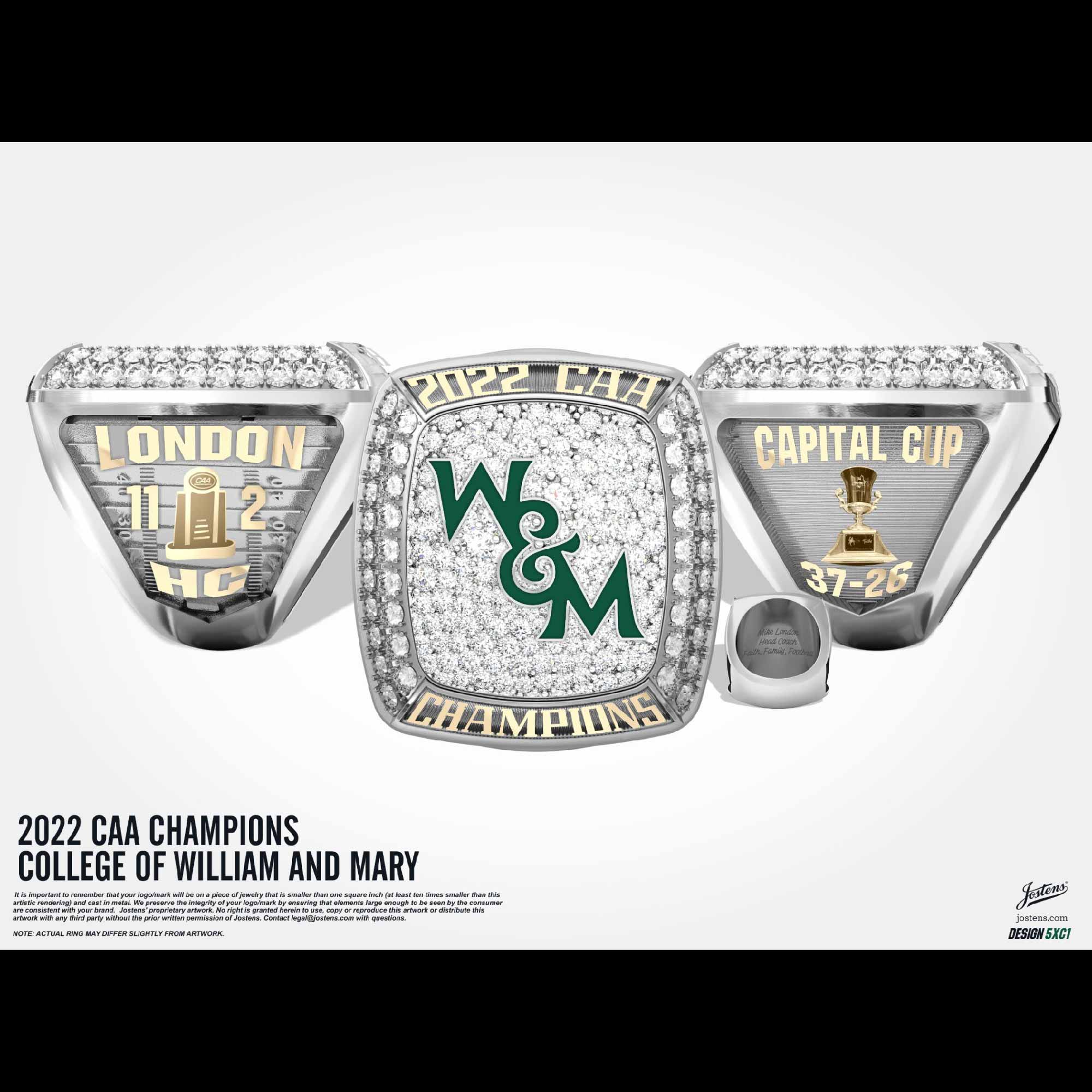 William & Mary Football 2022 CAA Championship Ring